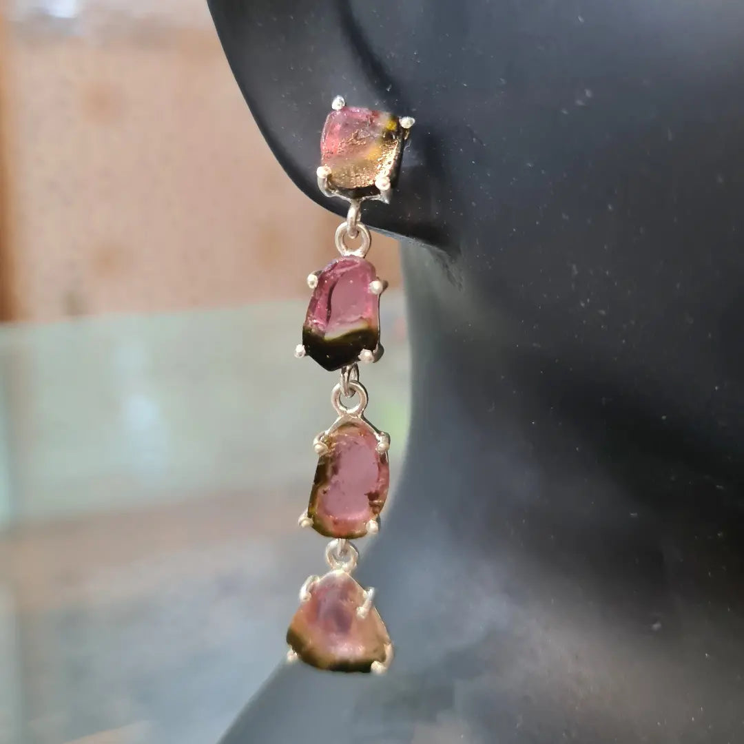 Watermelon Tourmaline Earrings | Prong set - The LabradoriteKing