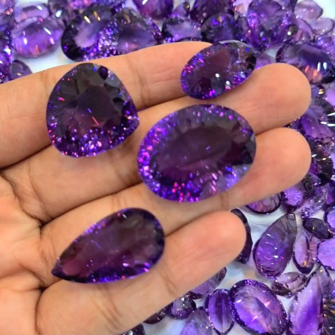 2 Pcs Of Laser Cut Amethyst Gemstones | Randomly picked 20-30mm - The LabradoriteKing
