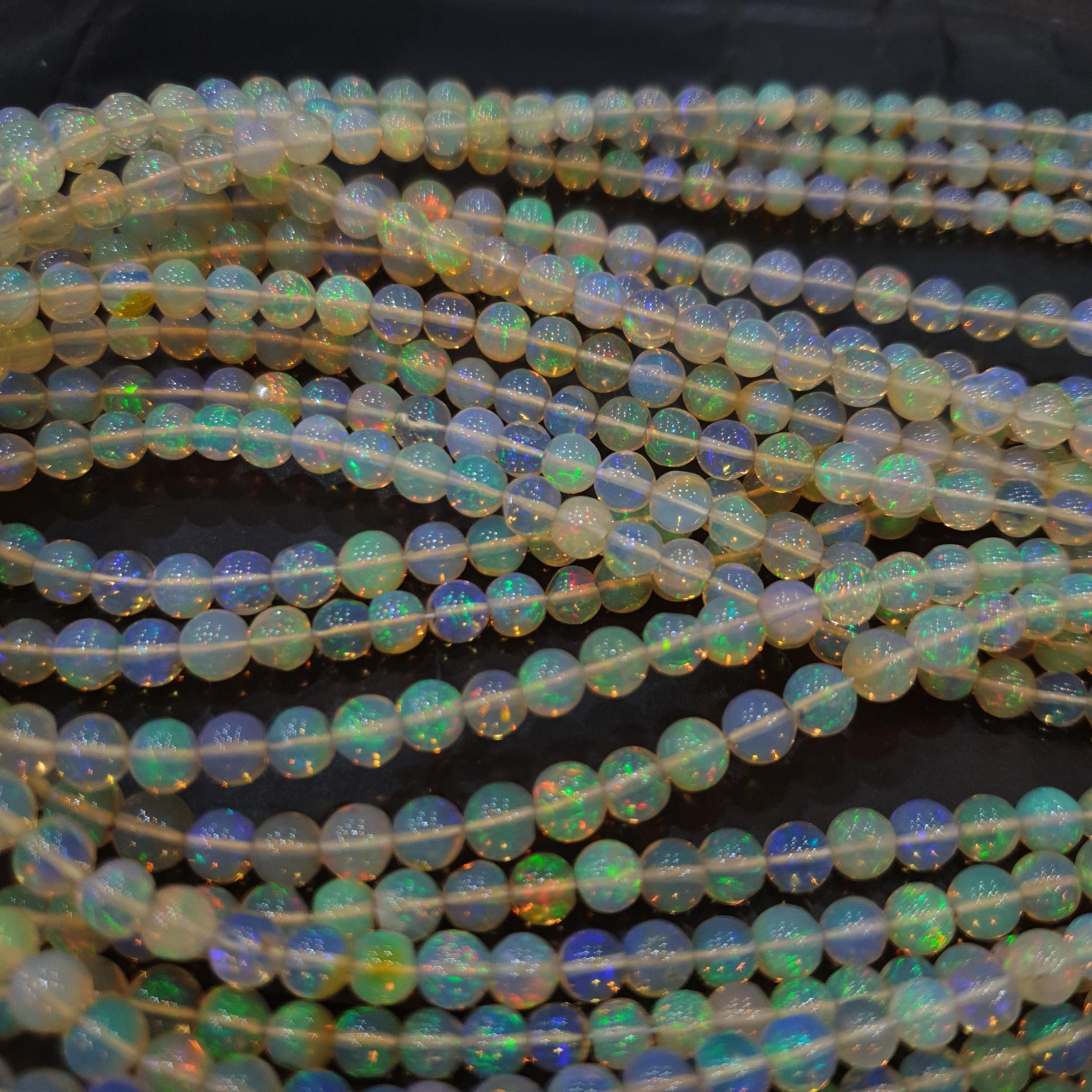 Ball Round Opal Beads | 8 or 17 Inches |  3-4mm Graduated Beads UNTREATED - The LabradoriteKing