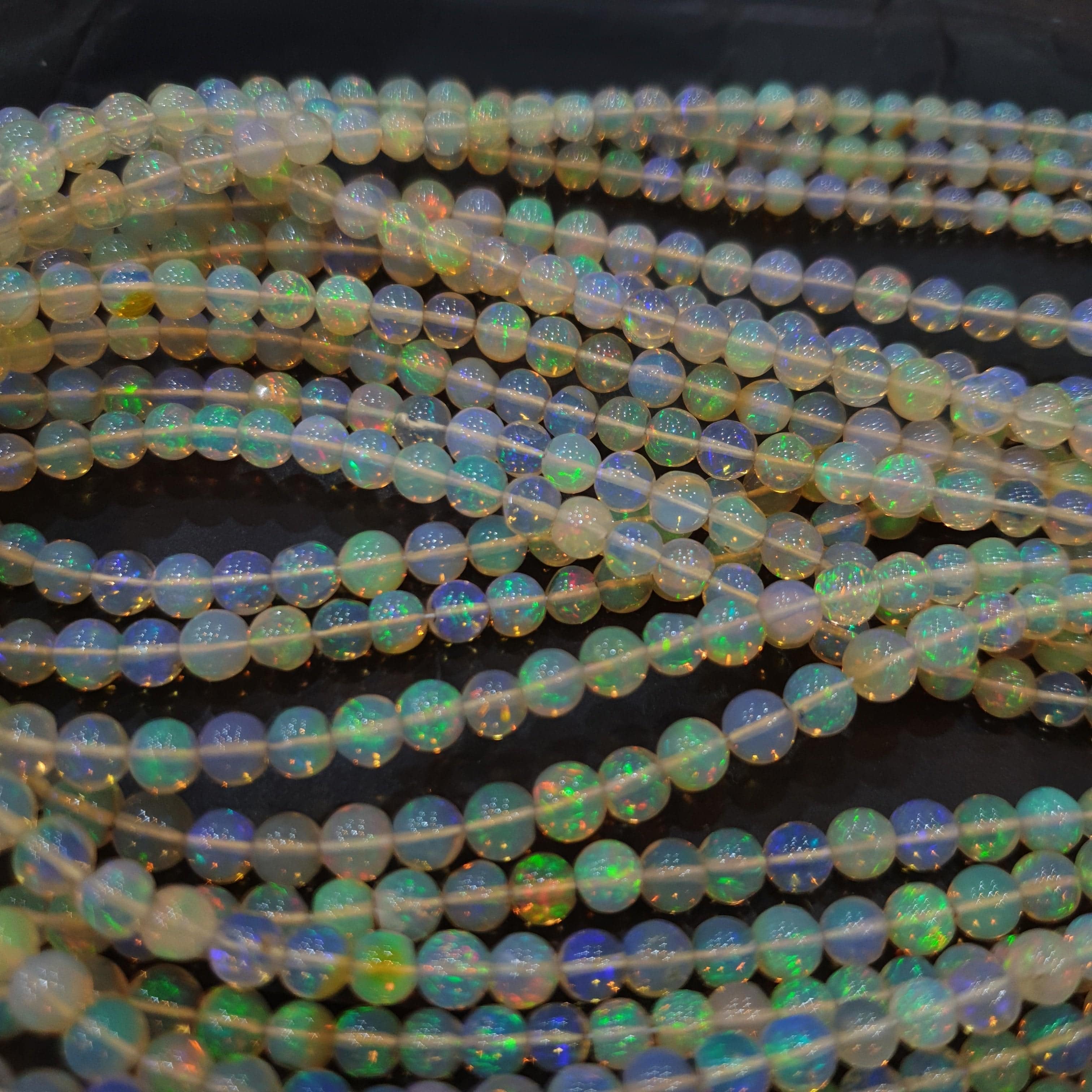 Ball Round Opal Beads | 8 or 17 Inches |  3-4mm Graduated Beads UNTREATED - The LabradoriteKing