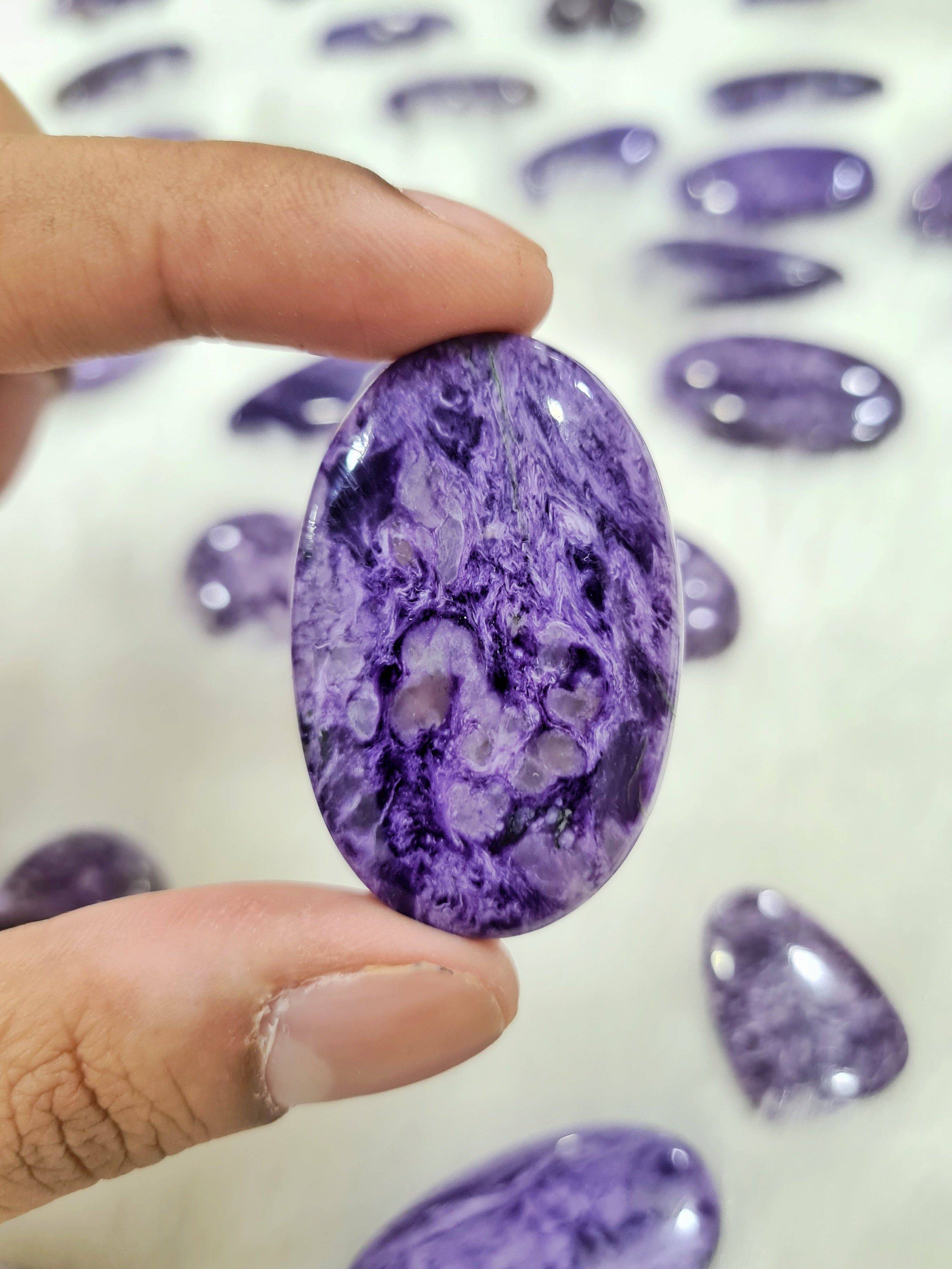 Charoite Cabochons from Russia | Purple Untreated 20-40mm - The LabradoriteKing