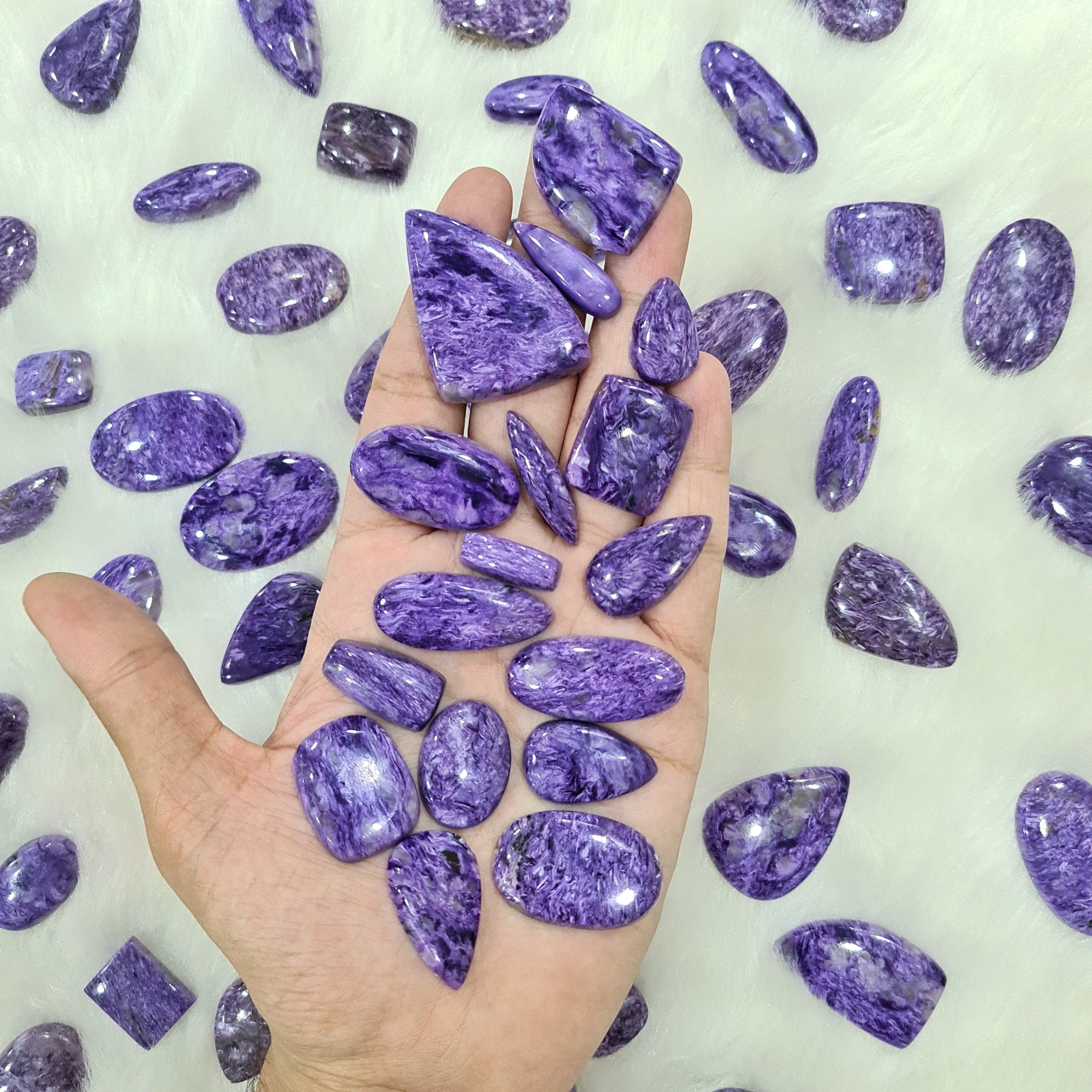 Charoite Cabochons from Russia | Purple Untreated 20-40mm - The LabradoriteKing