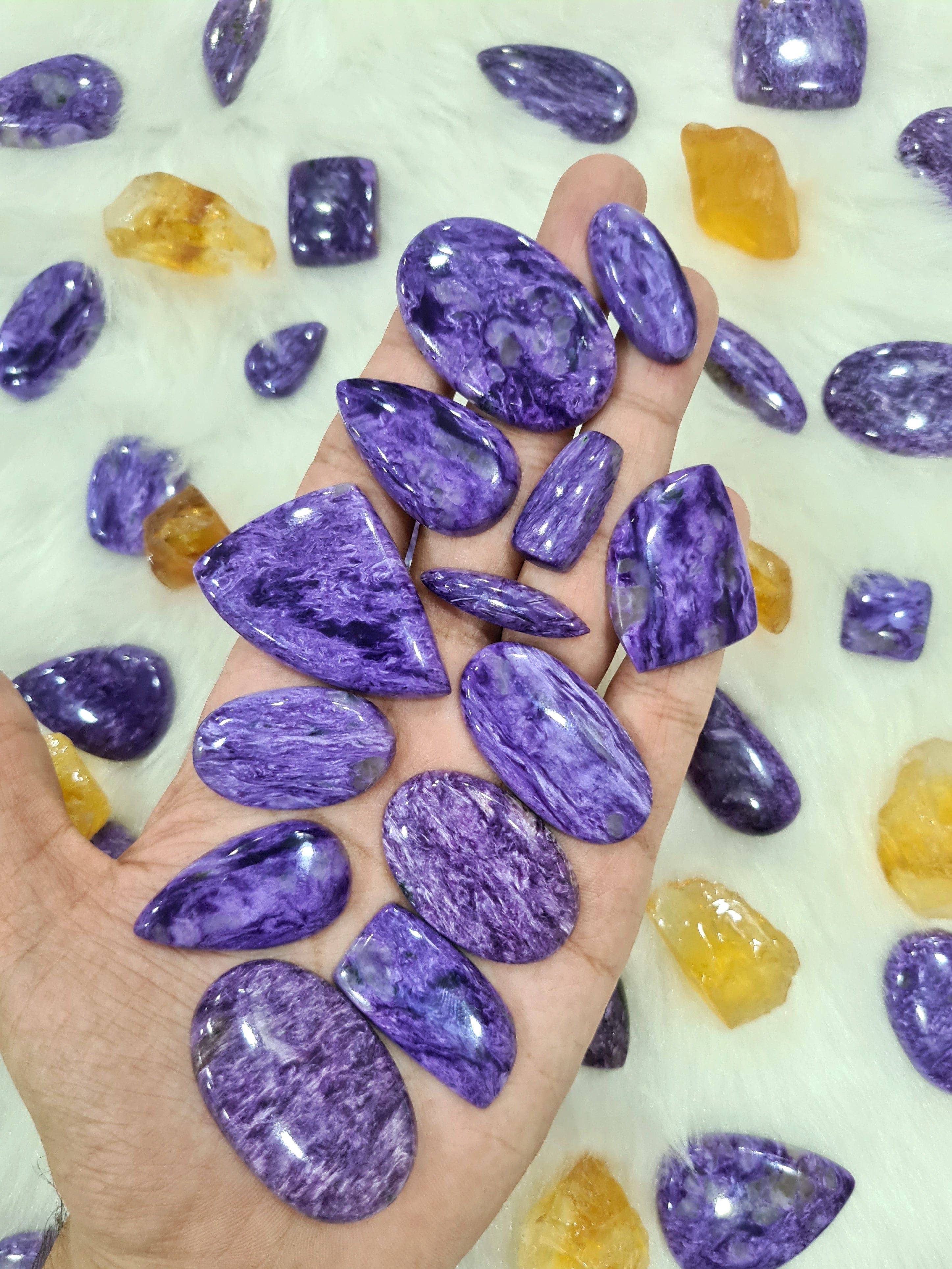 Charoite Cabochons from Russia | Purple Untreated 20-40mm - The LabradoriteKing