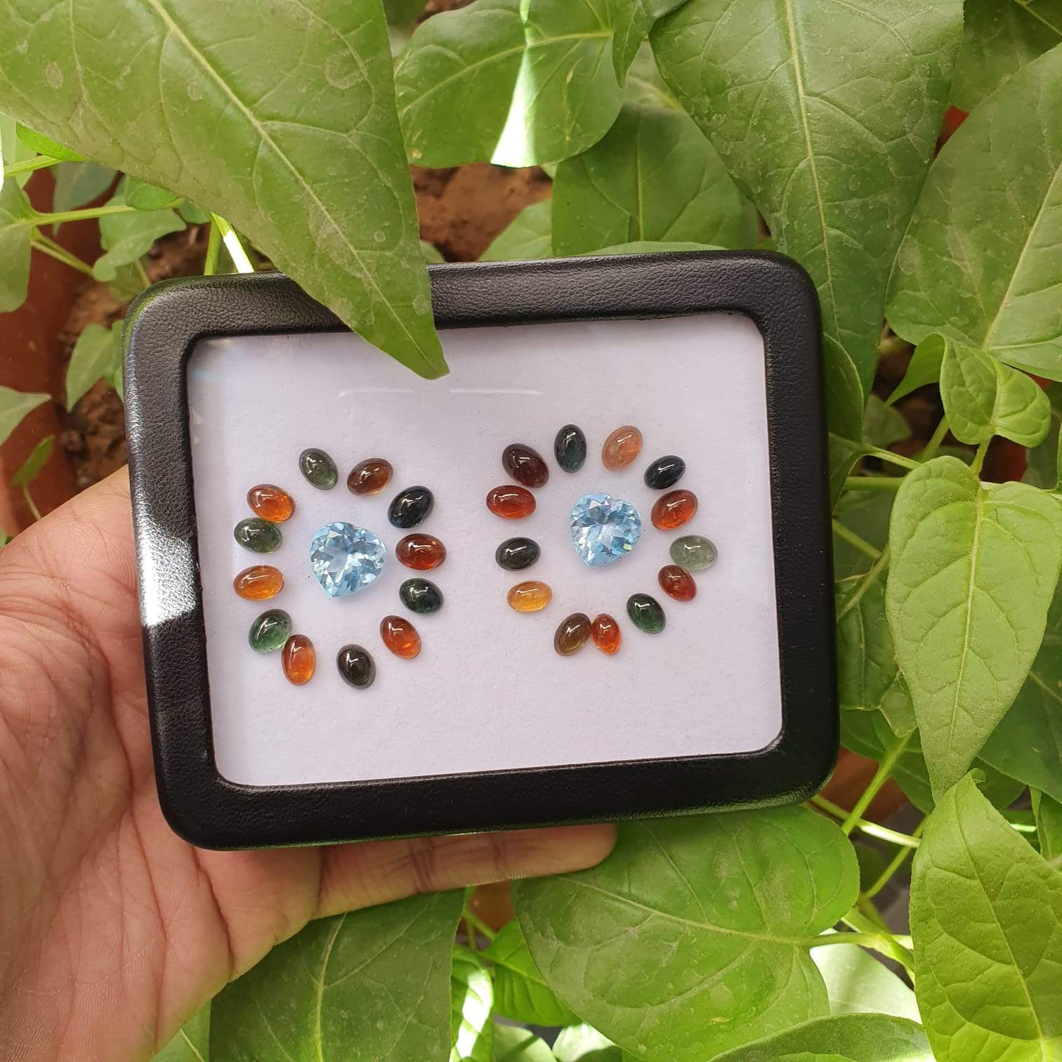 Gem Set 43.5 Cts Natural Blue Topaz Heart and Tourmalines - The LabradoriteKing