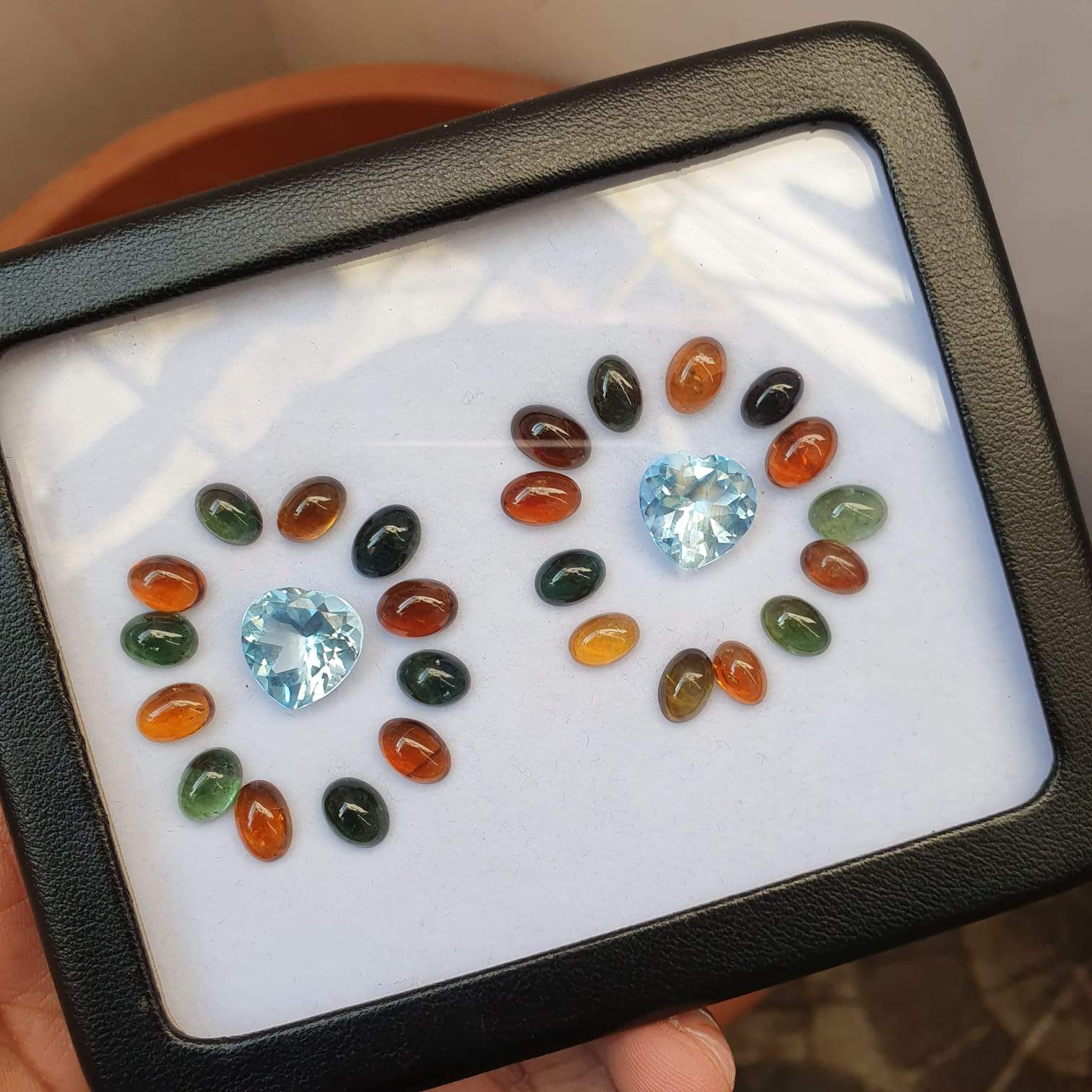 Gem Set 43.5 Cts Natural Blue Topaz Heart and Tourmalines - The LabradoriteKing