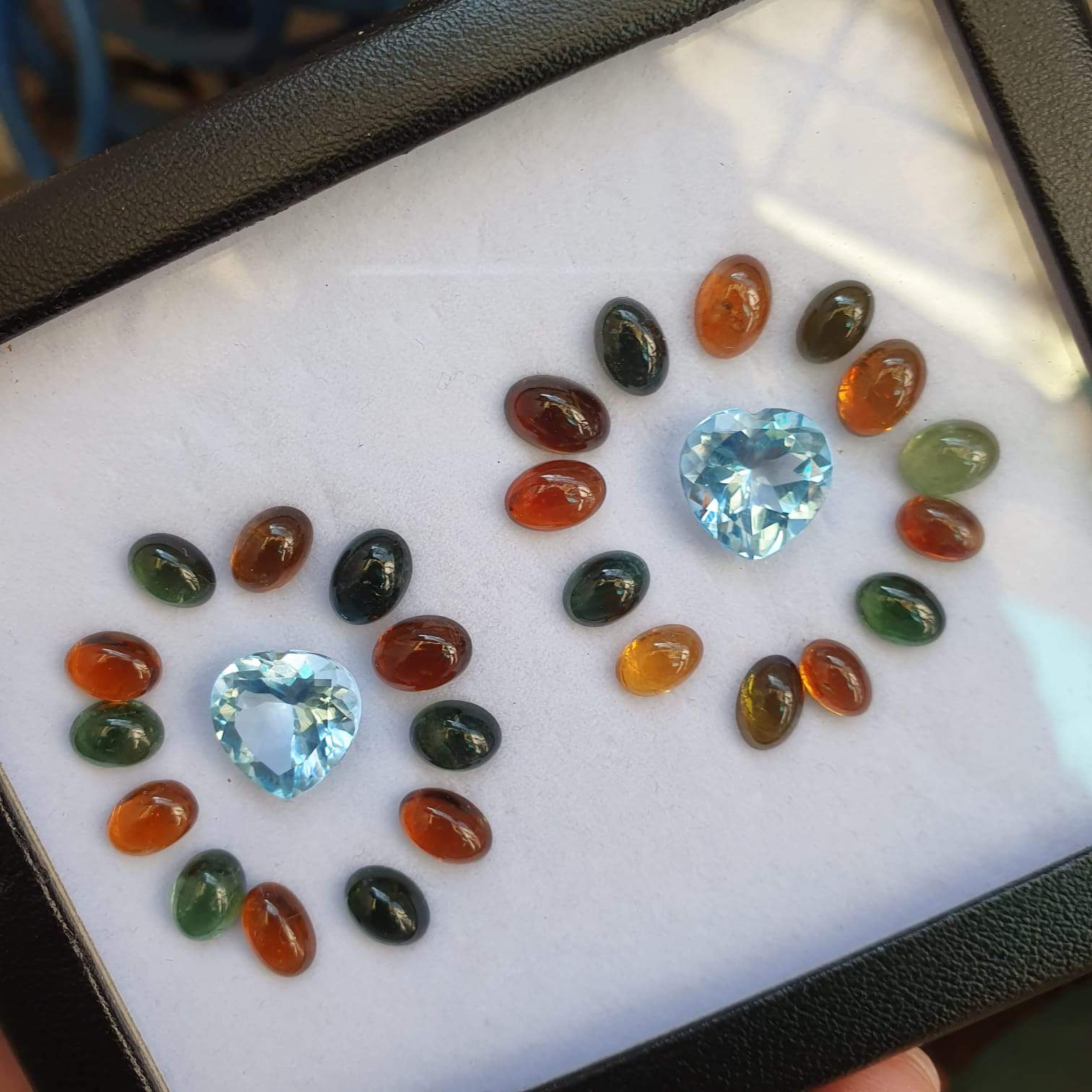 Gem Set 43.5 Cts Natural Blue Topaz Heart and Tourmalines - The LabradoriteKing