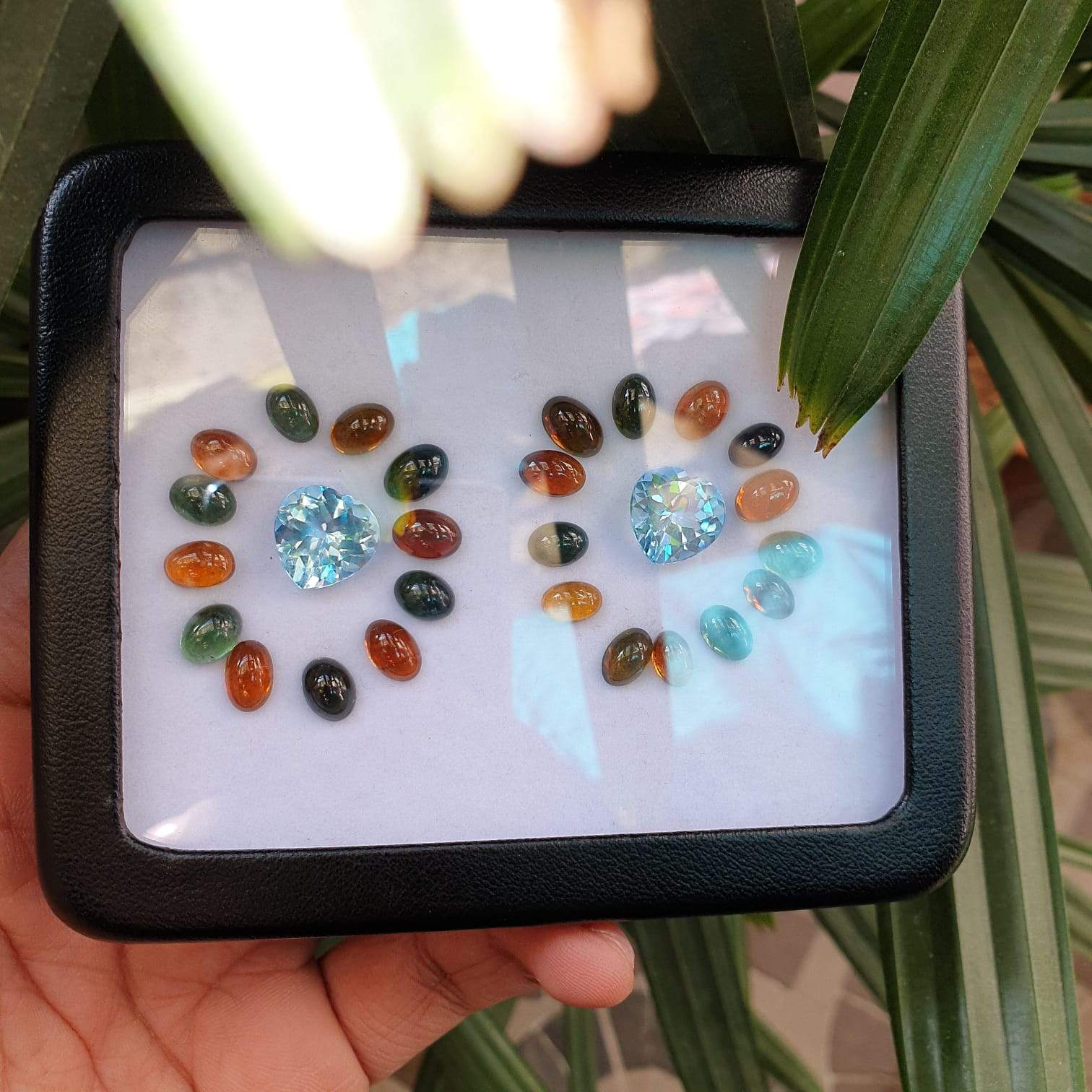 Gem Set 43.5 Cts Natural Blue Topaz Heart and Tourmalines - The LabradoriteKing