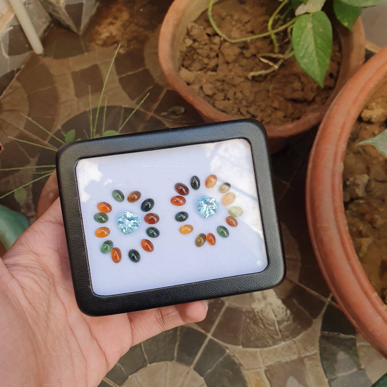 Gem Set 43.5 Cts Natural Blue Topaz Heart and Tourmalines - The LabradoriteKing