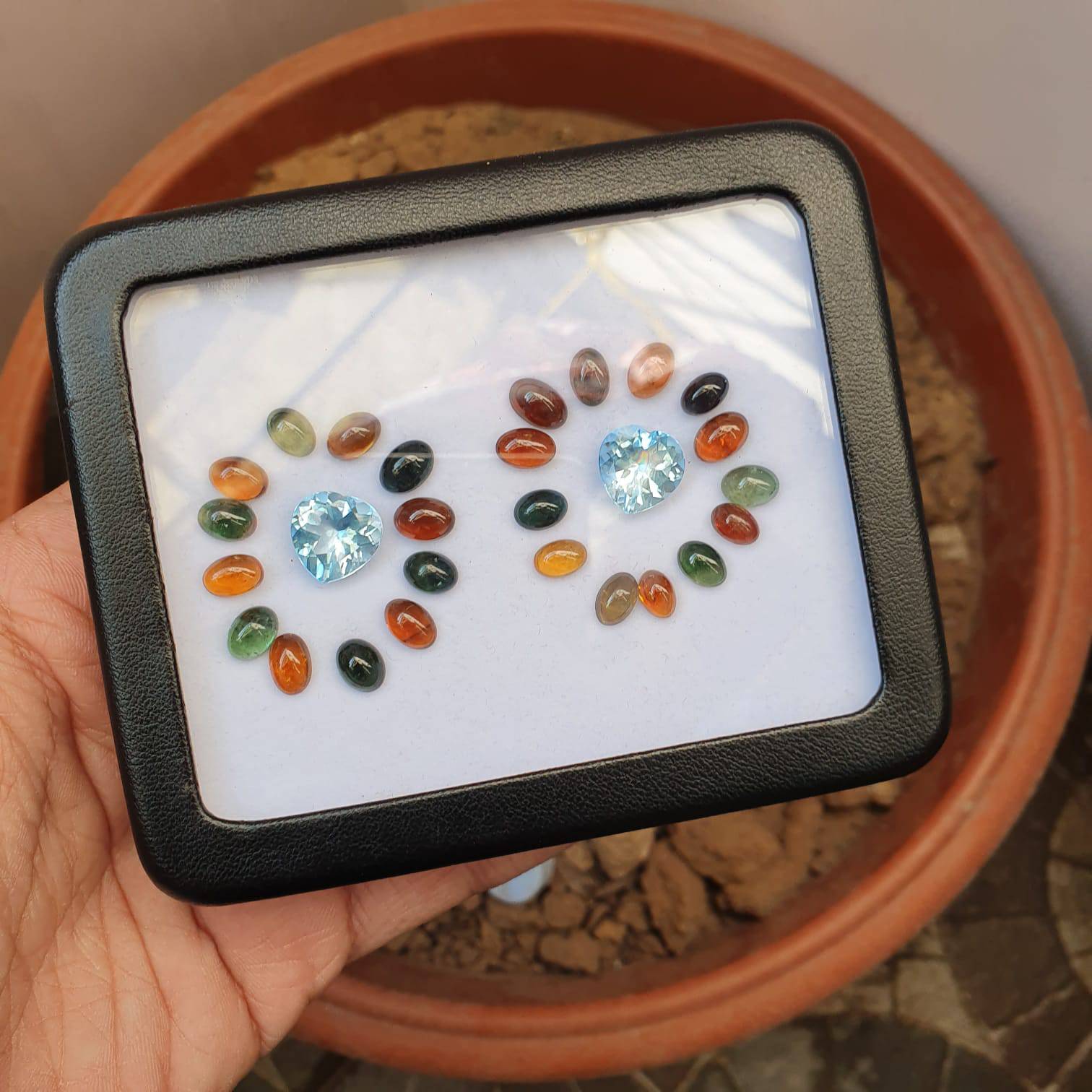 Gem Set 43.5 Cts Natural Blue Topaz Heart and Tourmalines - The LabradoriteKing