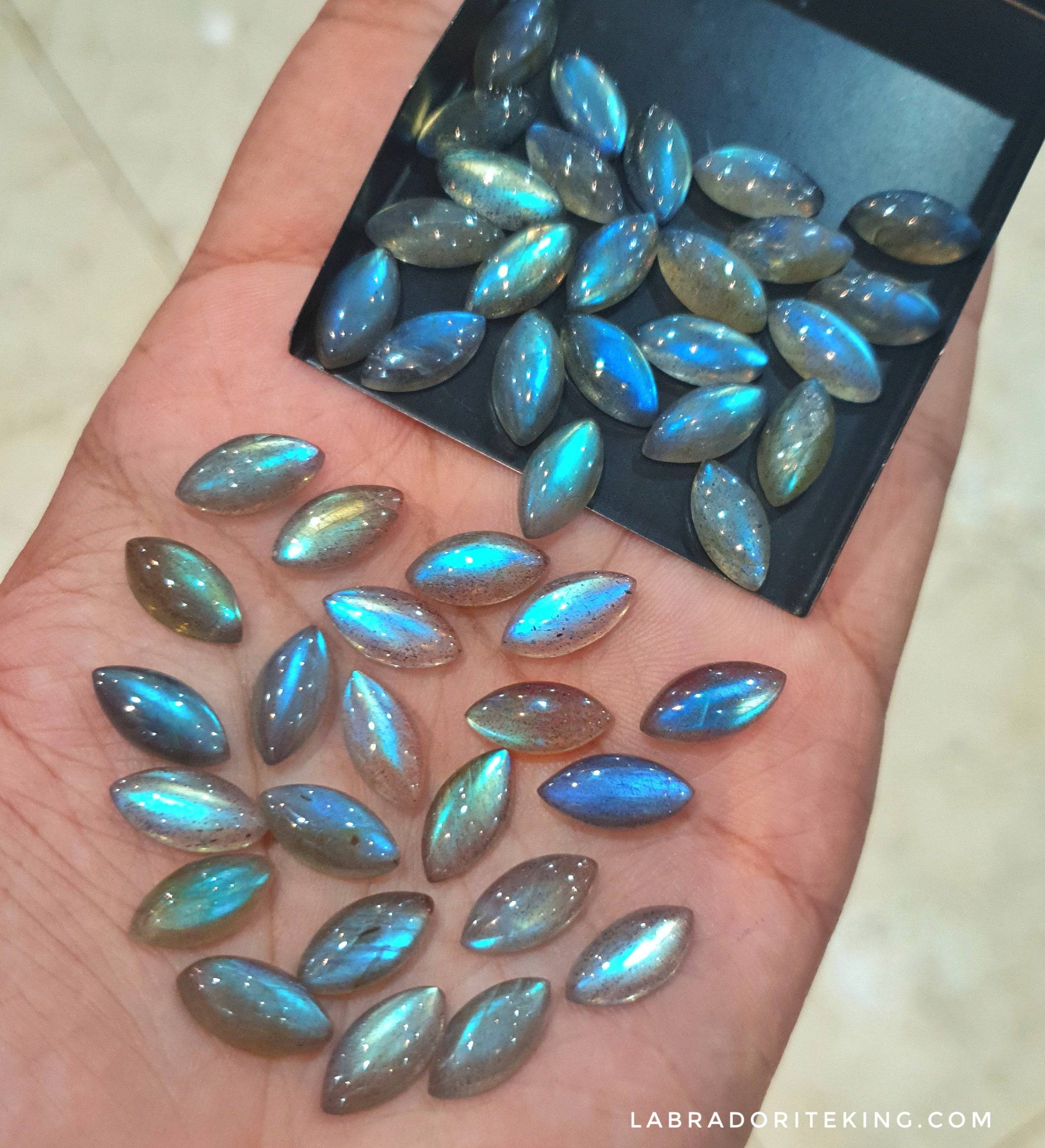 Labradorite Marquise Cabochons | Light Blue Colours - The LabradoriteKing