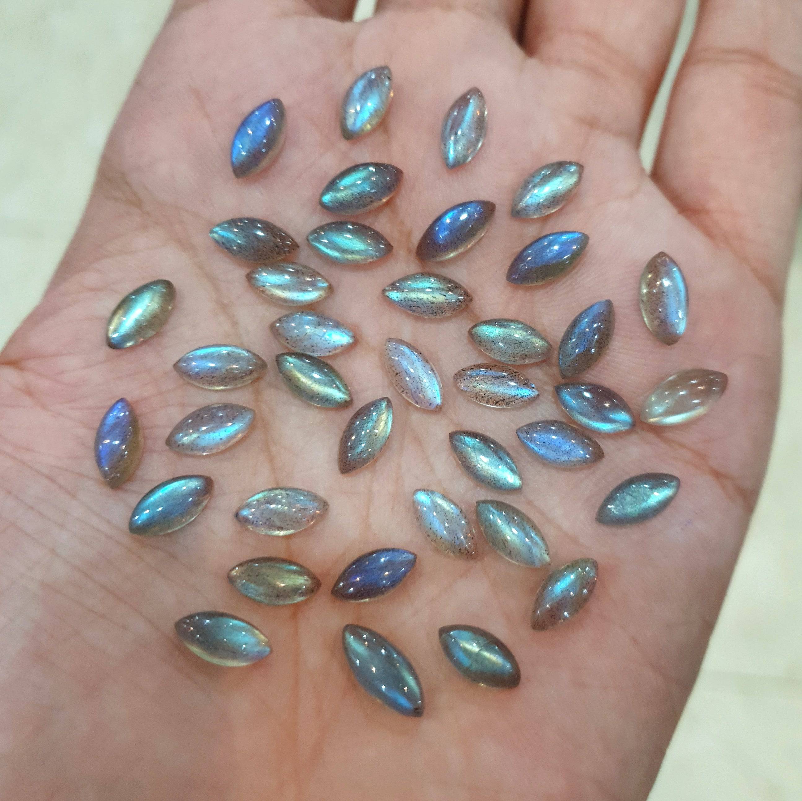 Labradorite Marquise Cabochons | Light Blue Colours - The LabradoriteKing