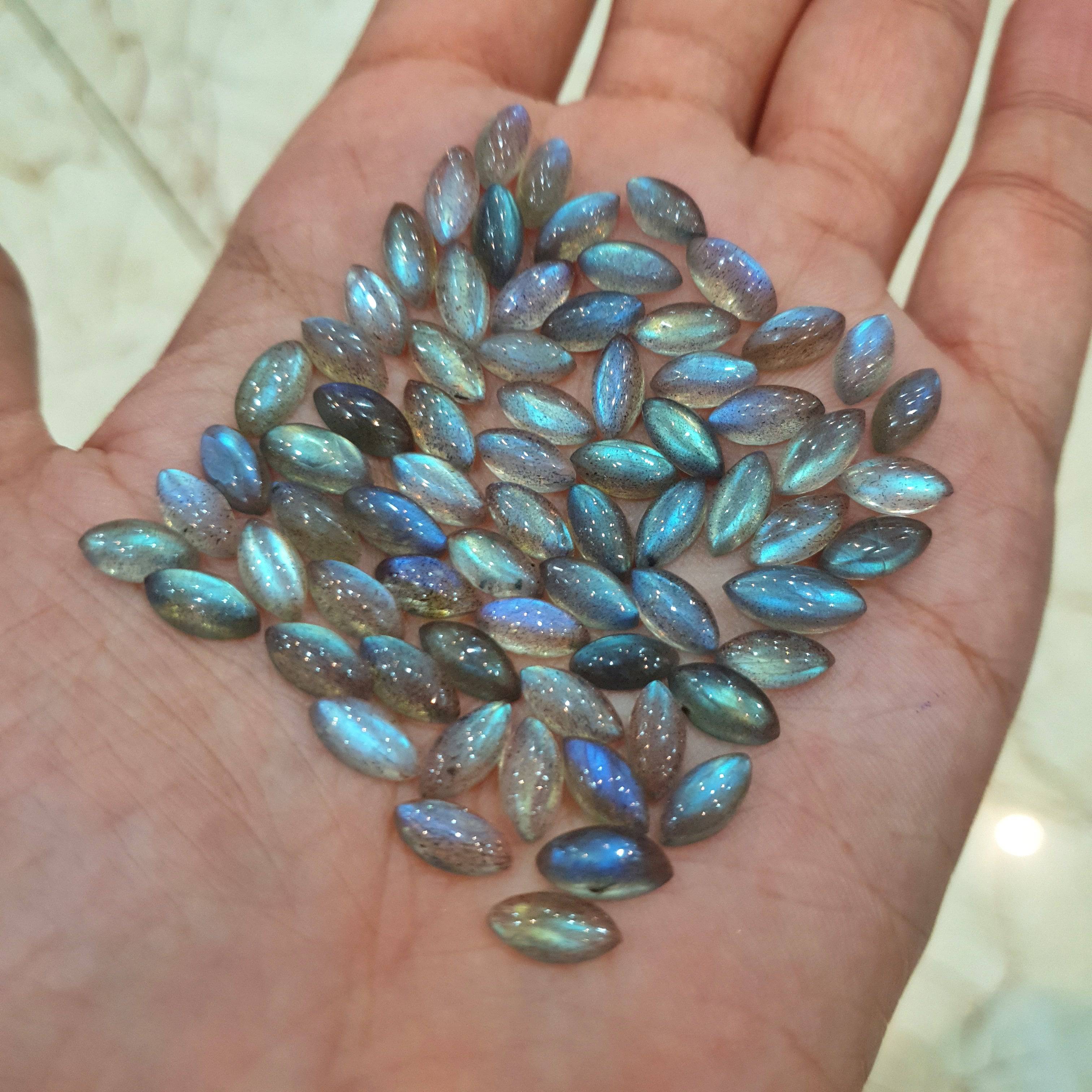 Labradorite Marquise Cabochons | Light Blue Colours - The LabradoriteKing