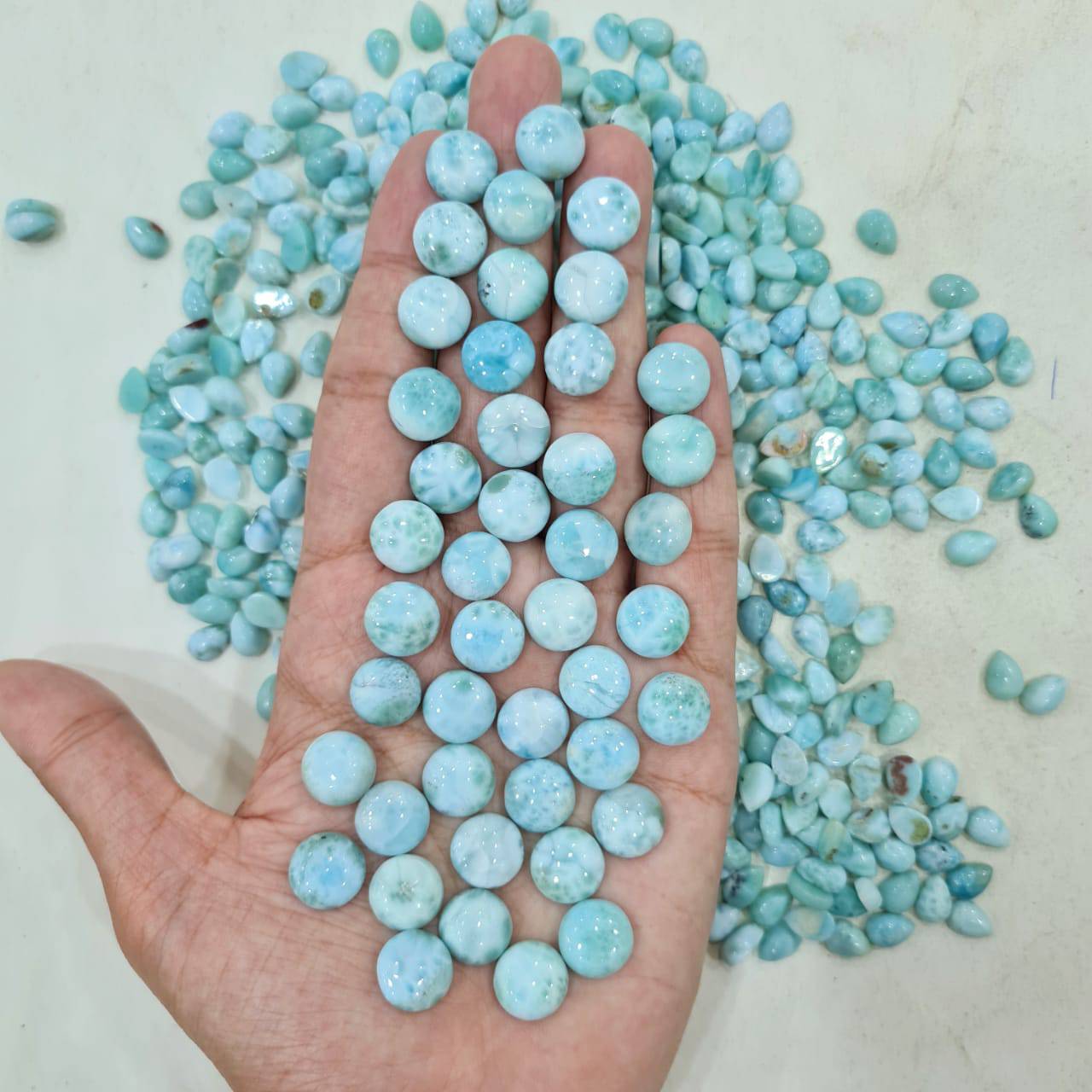 Larimar Cabochons 11mm and 13mm | Round Calibrated Natural Cabs - The LabradoriteKing