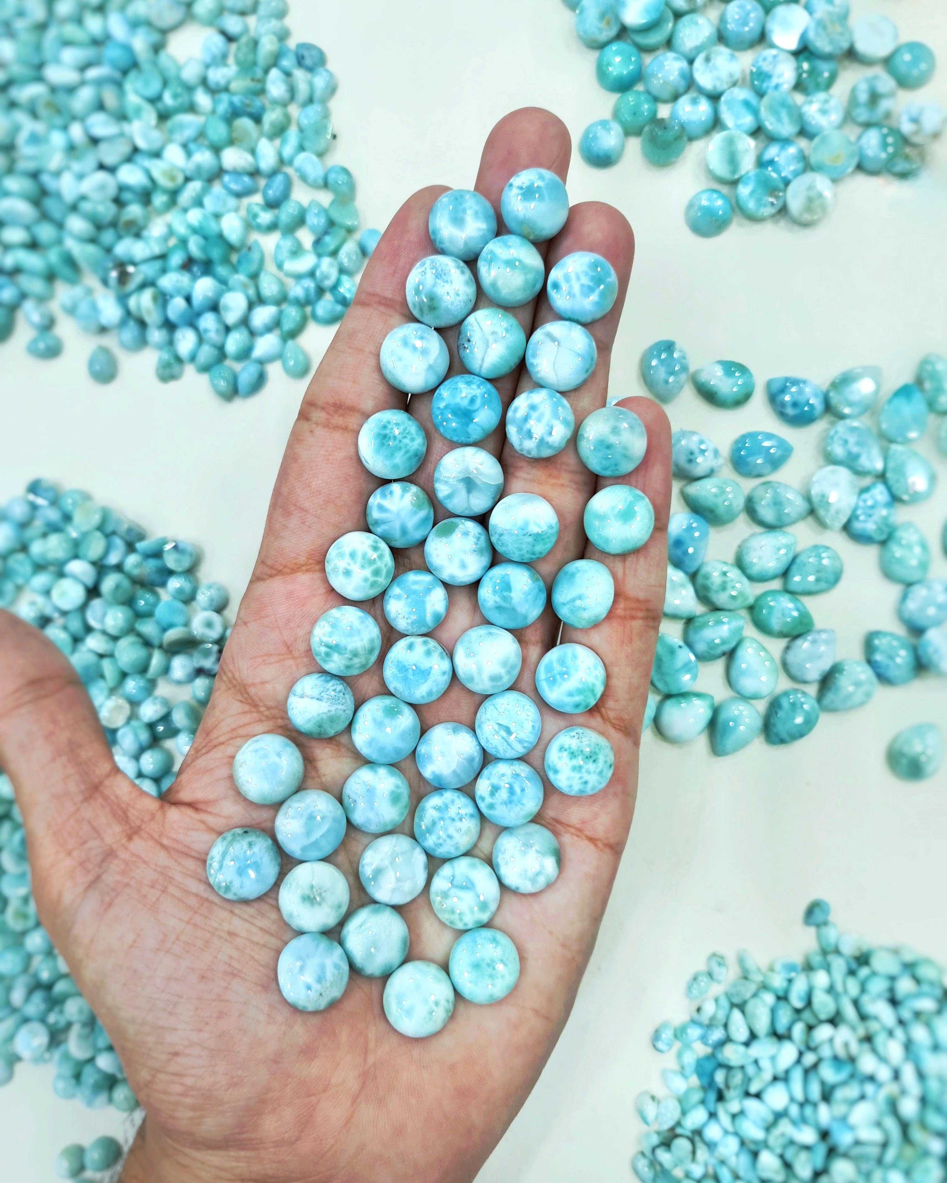 Larimar Cabochons 11mm and 13mm | Round Calibrated Natural Cabs - The LabradoriteKing