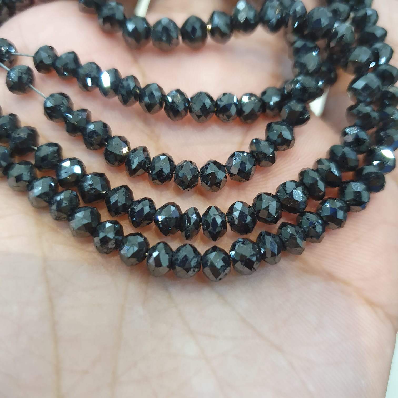 Natural Black Diamonds Large Beads Faceted SUPER SPARKLY - The LabradoriteKing