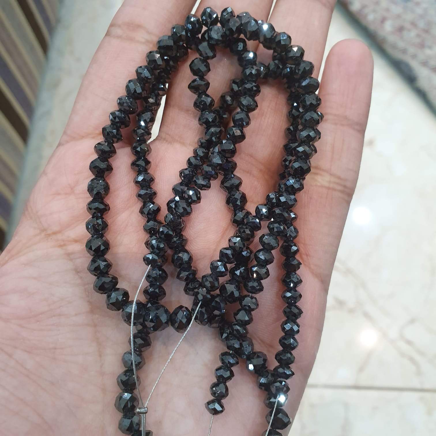 Natural Black Diamonds Large Beads Faceted SUPER SPARKLY - The LabradoriteKing