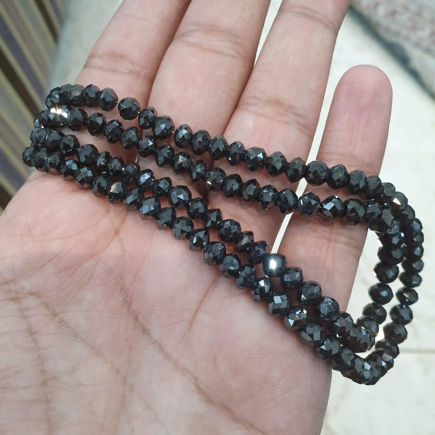 Natural Black Diamonds Large Beads Faceted SUPER SPARKLY - The LabradoriteKing