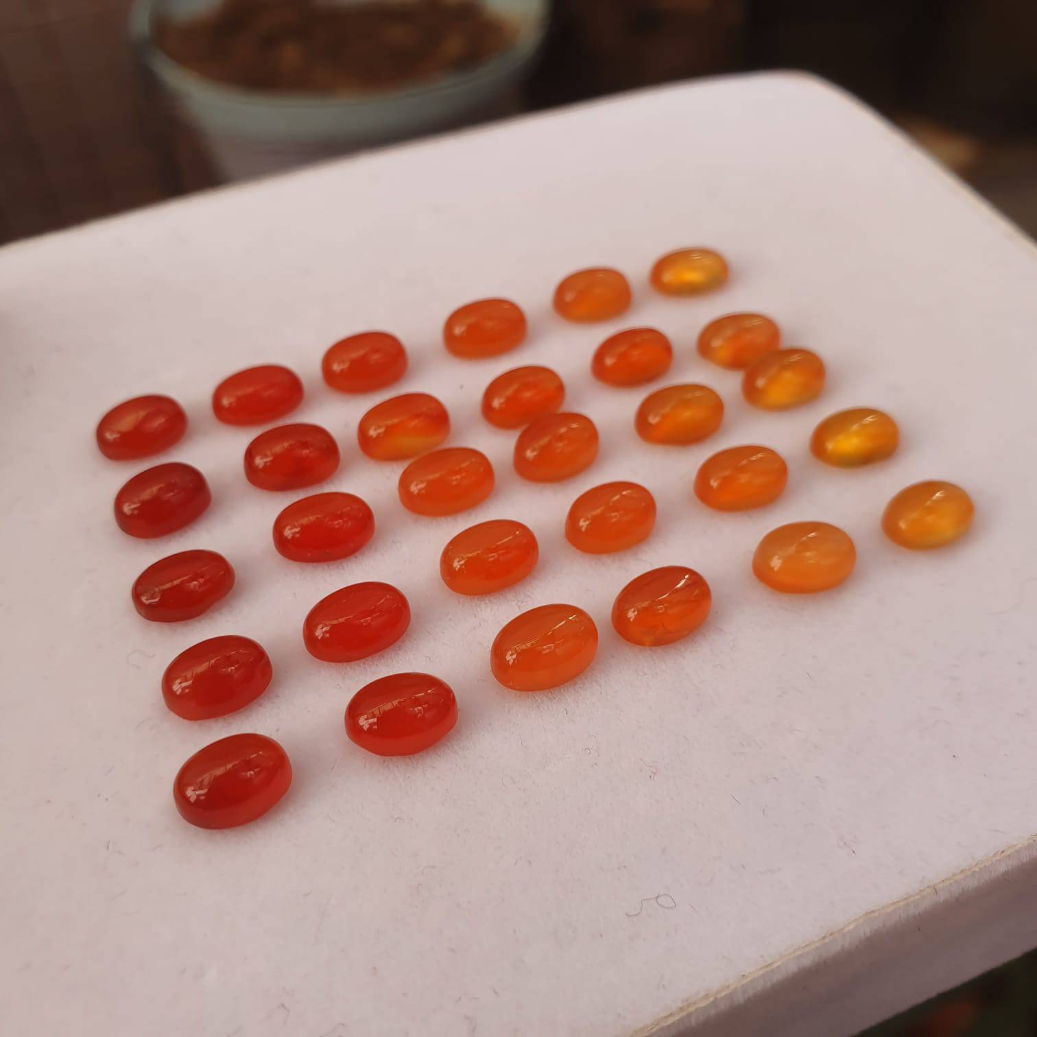 Natural Carnelian Graduated Color Contrast Set 30pcs/ 8mm Cabochons - The LabradoriteKing