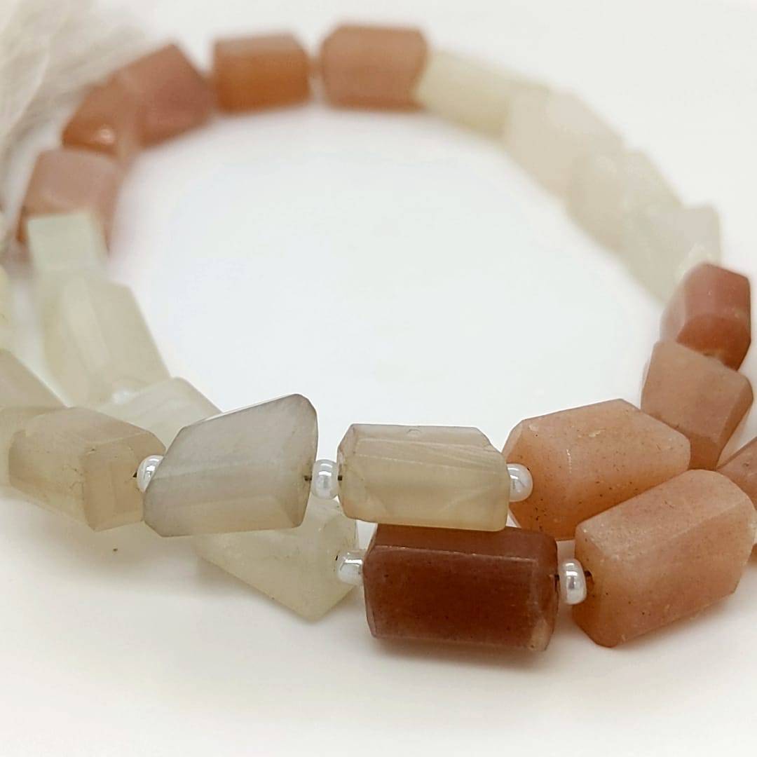 Natural Multicolor Moonstone Beads Rectangular faceted | 14" Inches | Good Quality - The LabradoriteKing