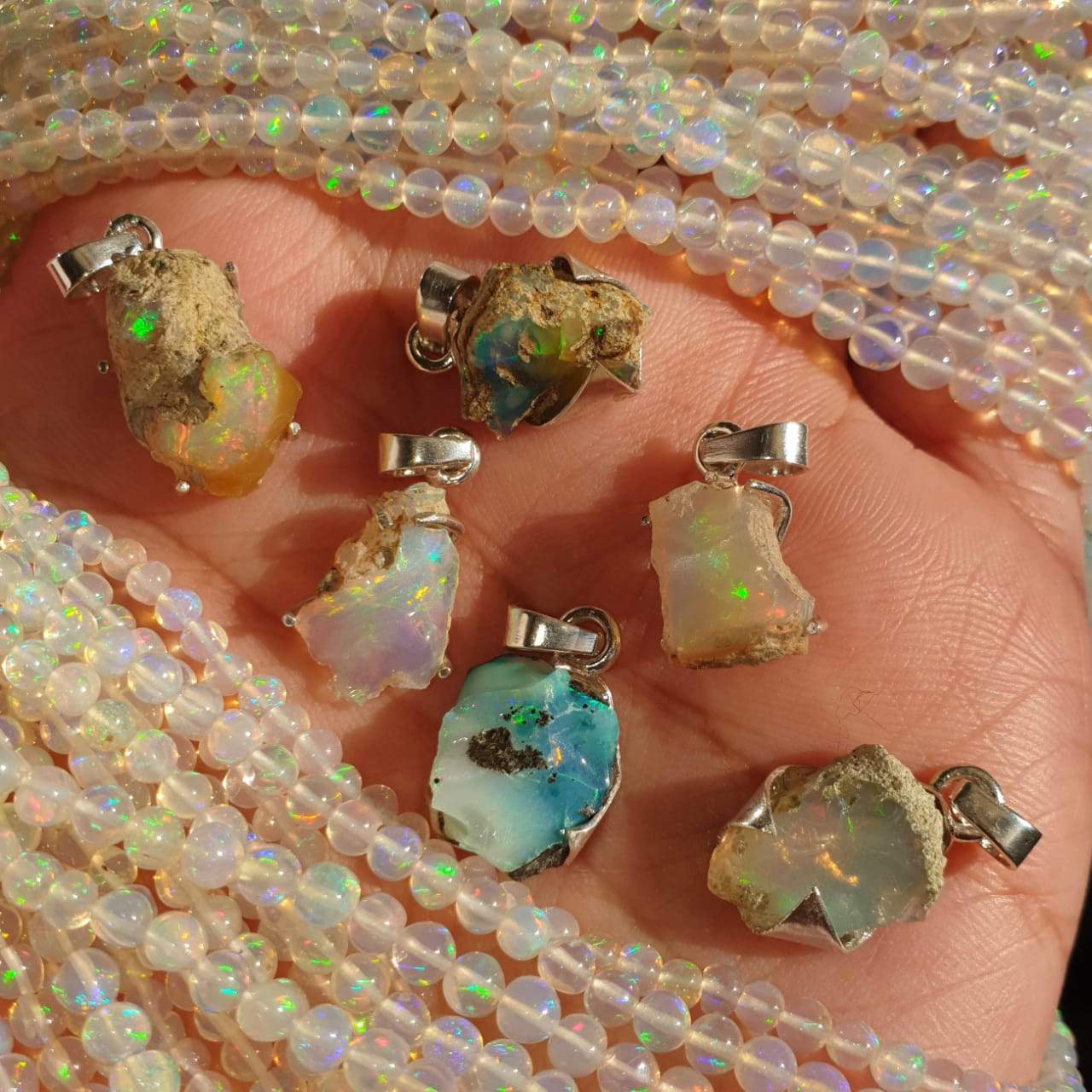 Natural Opal Raw Pendant | 925 Sterling Silver Minimalist Design - The LabradoriteKing