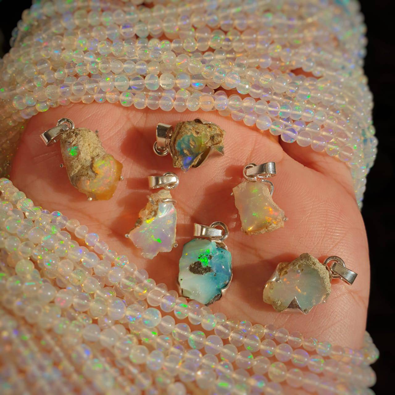 Natural Opal Raw Pendant | 925 Sterling Silver Minimalist Design - The LabradoriteKing