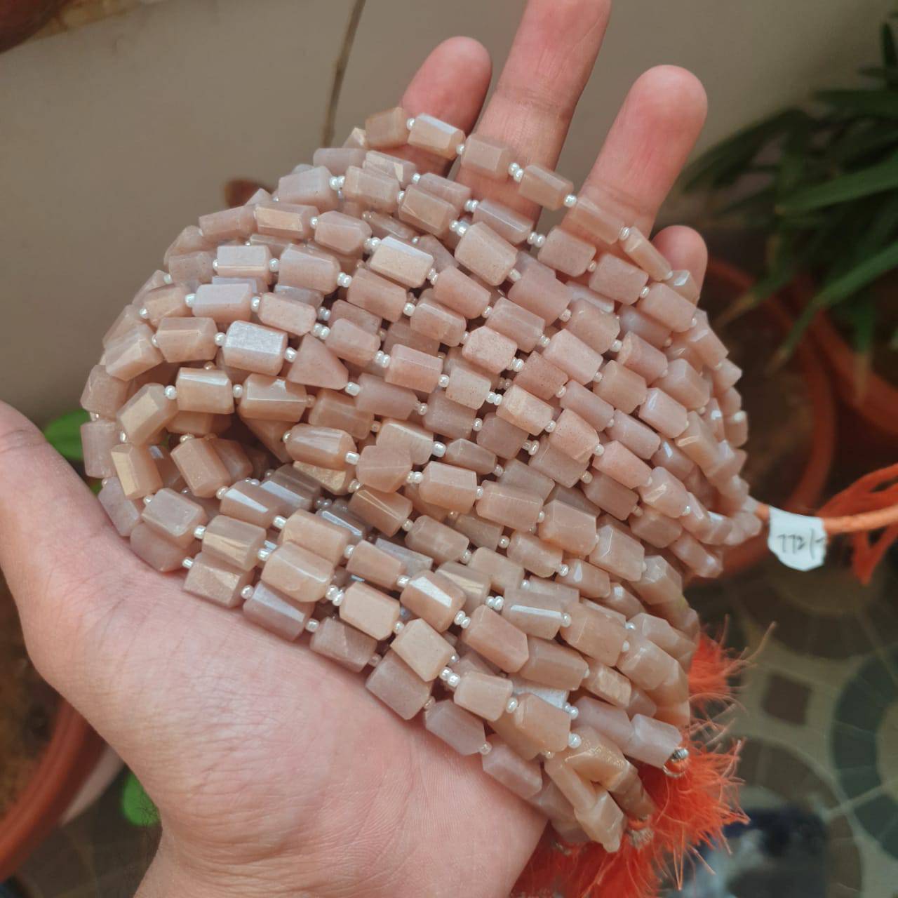 Natural Peach Moonstone Beads Rectangular faceted | 14" Inches | Good Quality - The LabradoriteKing