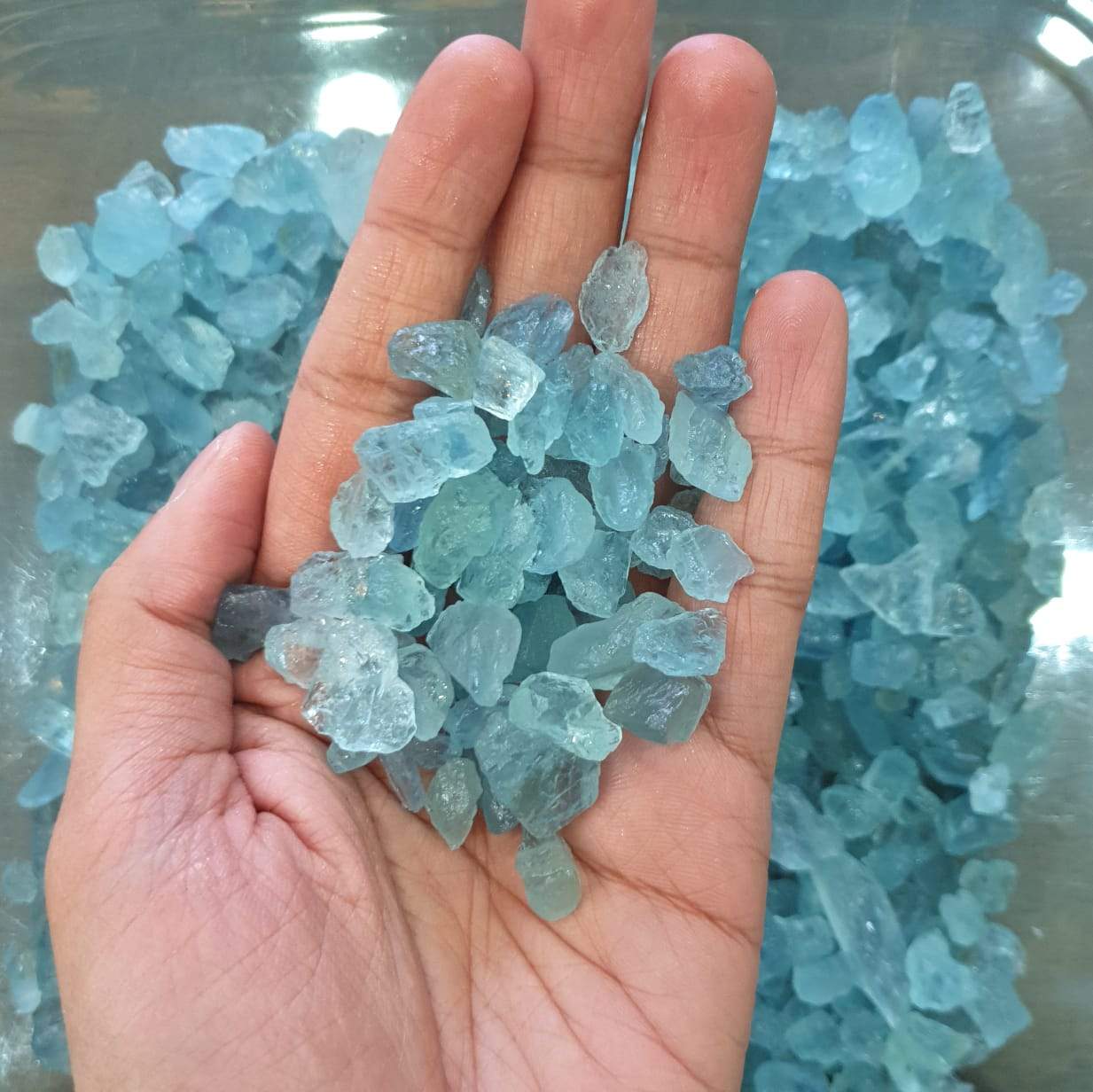 Offer: 20 Pcs Aquamarine Rough Raw | Good Colour 8-20mm Kenya Mined - The LabradoriteKing