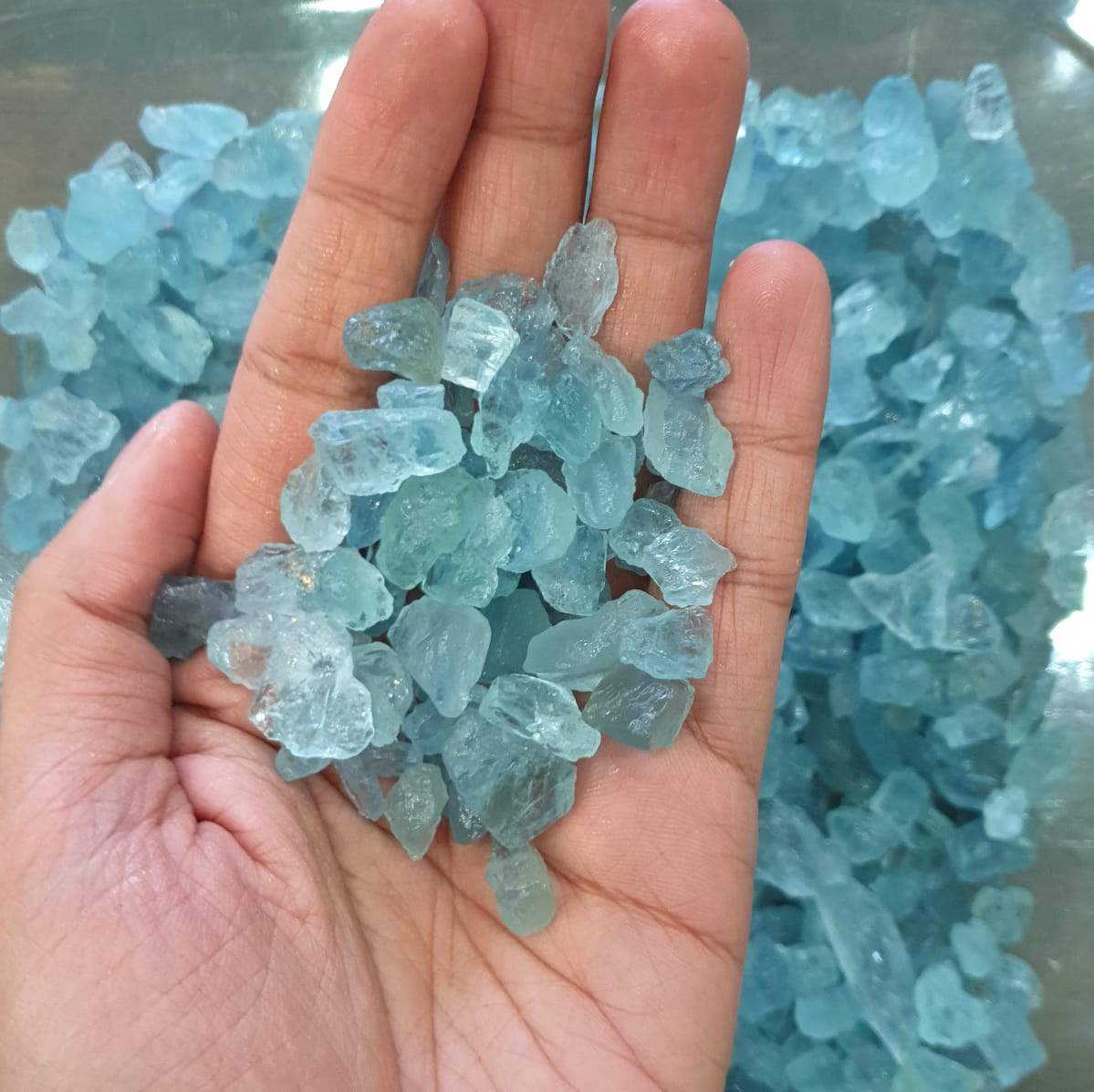 Offer: 20 Pcs Aquamarine Rough Raw | Good Colour 8-20mm Kenya Mined - The LabradoriteKing