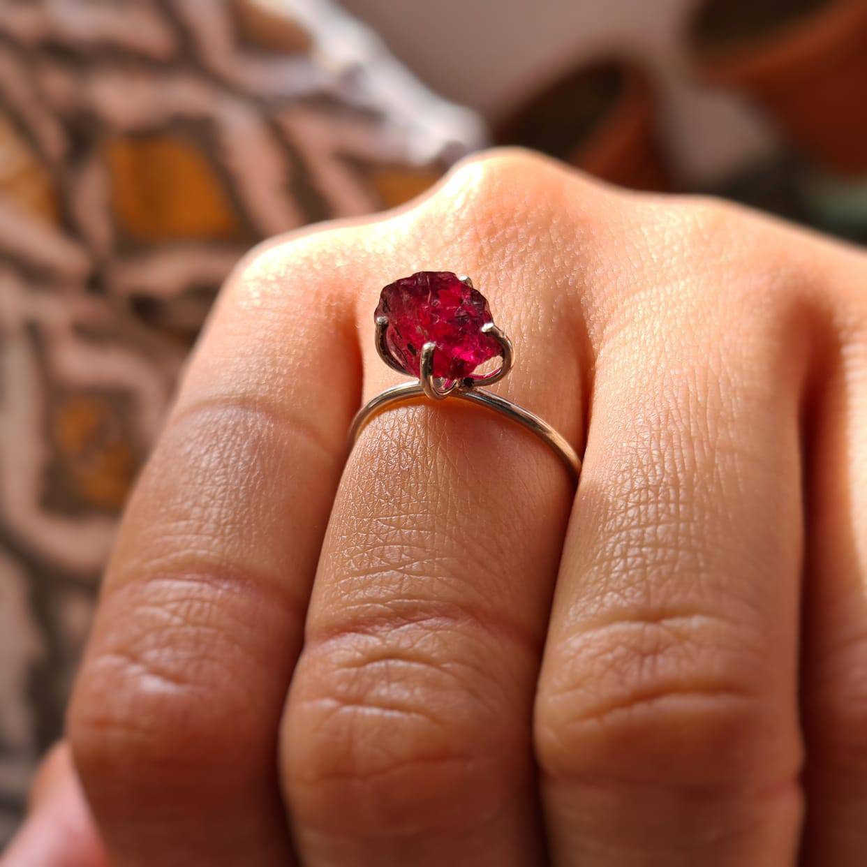 Pink Tourmaline Ring | 925 Sterling Silver Adjustable Minimalist Style - The LabradoriteKing