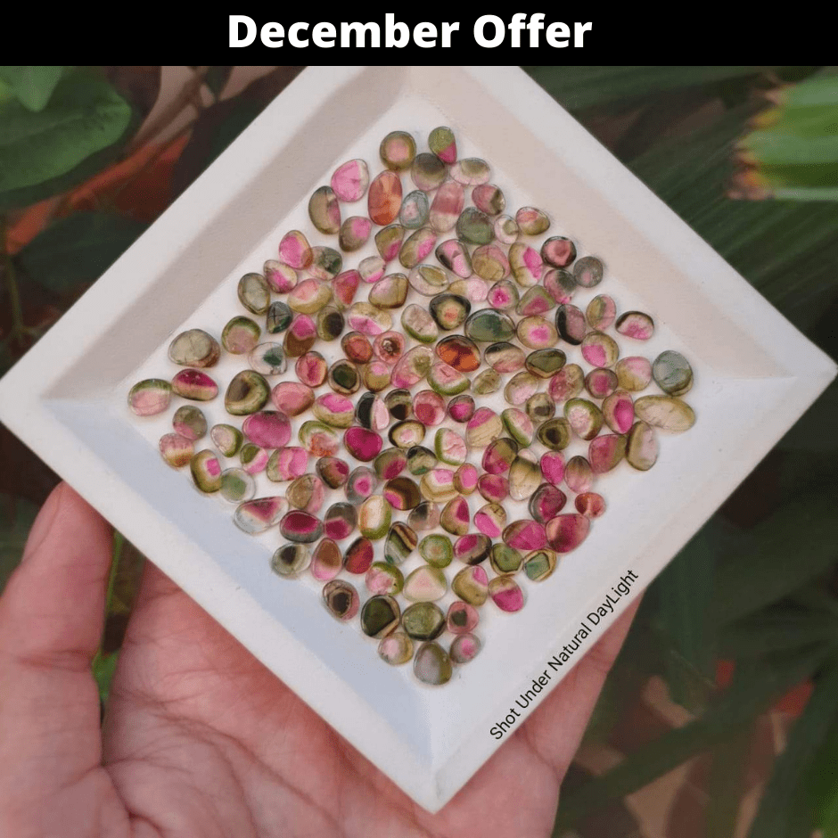 Price Drop🔥 12 Pcs Watermelon Tourmalines Tri/Bi Colour Polished Slices | Flat On both side | Untreated 6-11mm - The LabradoriteKing