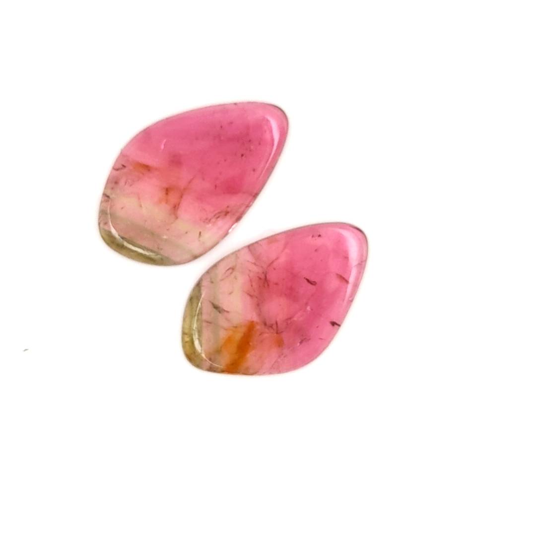 1 Pair Of Natural Watermelon Tourmaline Slice | Size:26x17mm | With Certificate - The LabradoriteKing