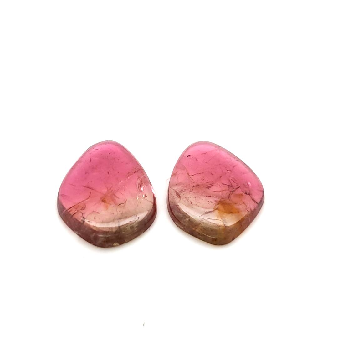 1 Pair Of Natural Watermelon Tourmaline Slice | Size:26x17mm | With Certificate - The LabradoriteKing