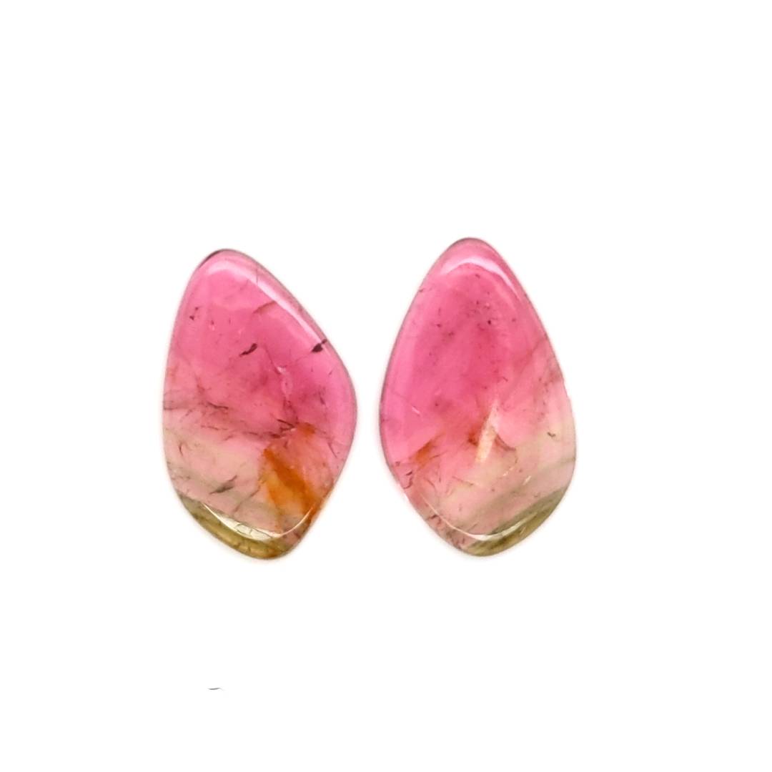 1 Pair Of Natural Watermelon Tourmaline Slice | Size:26x17mm | With Certificate - The LabradoriteKing