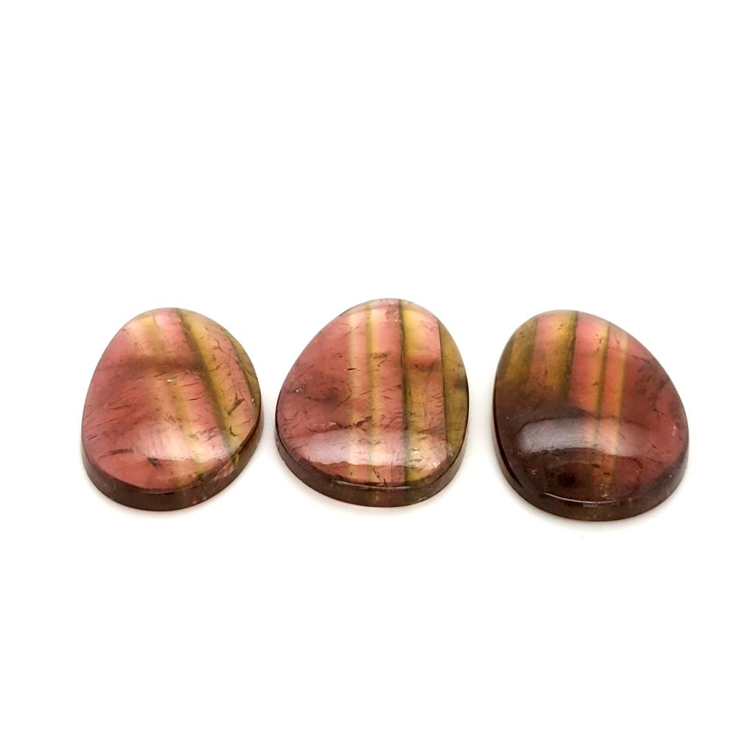 3 Pcs Of Natural Watermelon Tourmaline Slice | Size:29x19mm | With Certificate - The LabradoriteKing