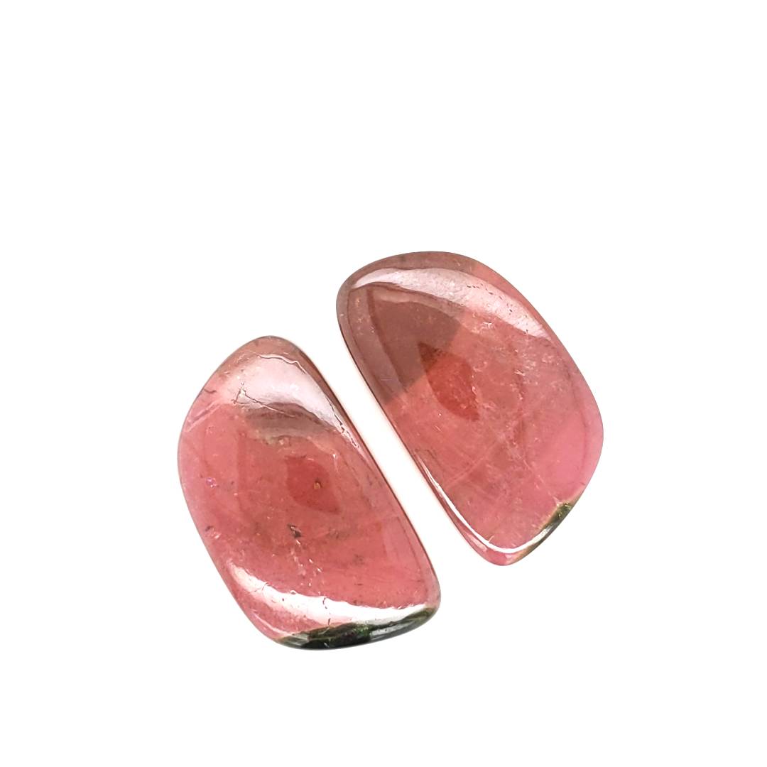 1 Pair Of Natural Watermelon Tourmaline Slice | Size:28x16mm | With Certificate - The LabradoriteKing