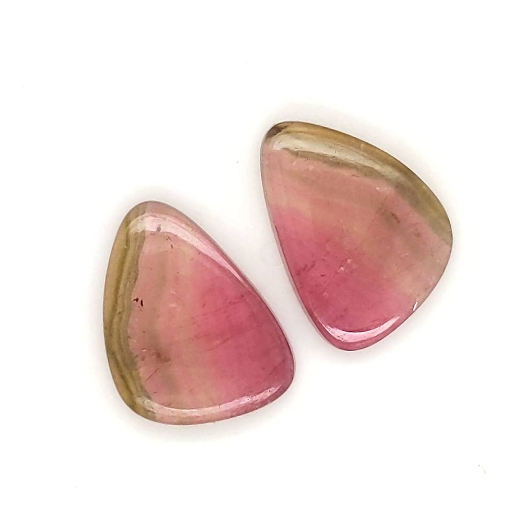 1 Pair Of Natural Watermelon Tourmaline Slice | Size:17x13mm | With Certificate - The LabradoriteKing