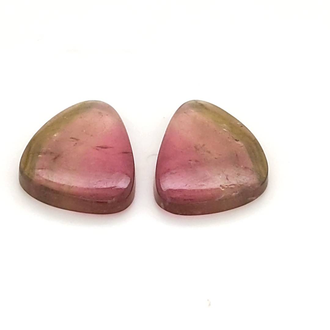 1 Pair Of Natural Watermelon Tourmaline Slice | Size:17x13mm | With Certificate - The LabradoriteKing