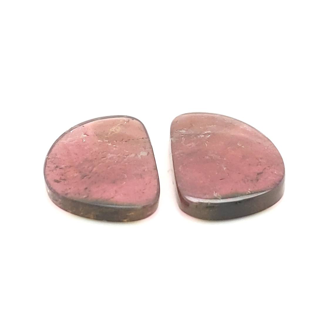 1 Pair Of Natural Watermelon Tourmaline Slice | Size:29x16mm | With Certificate - The LabradoriteKing