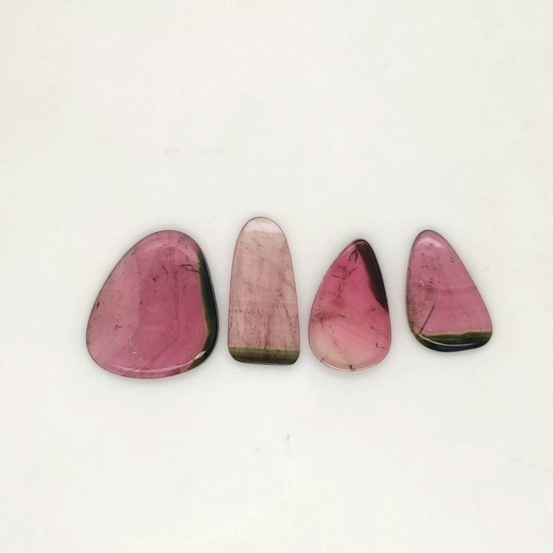 4 Pcs Of Natural Watermelon Tourmaline Slice | Size:18-22mm | With Certificate - The LabradoriteKing