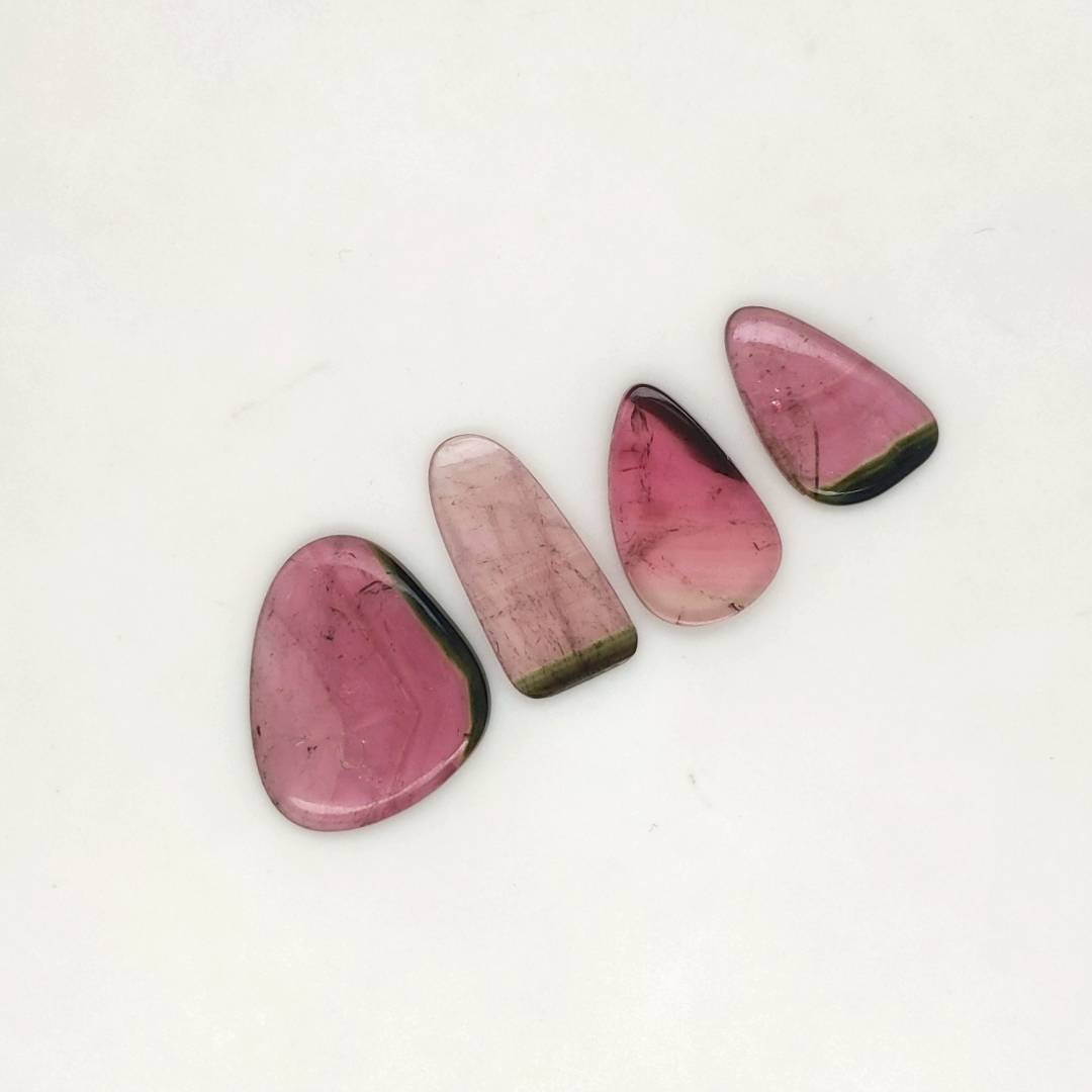 4 Pcs Of Natural Watermelon Tourmaline Slice | Size:18-22mm | With Certificate - The LabradoriteKing