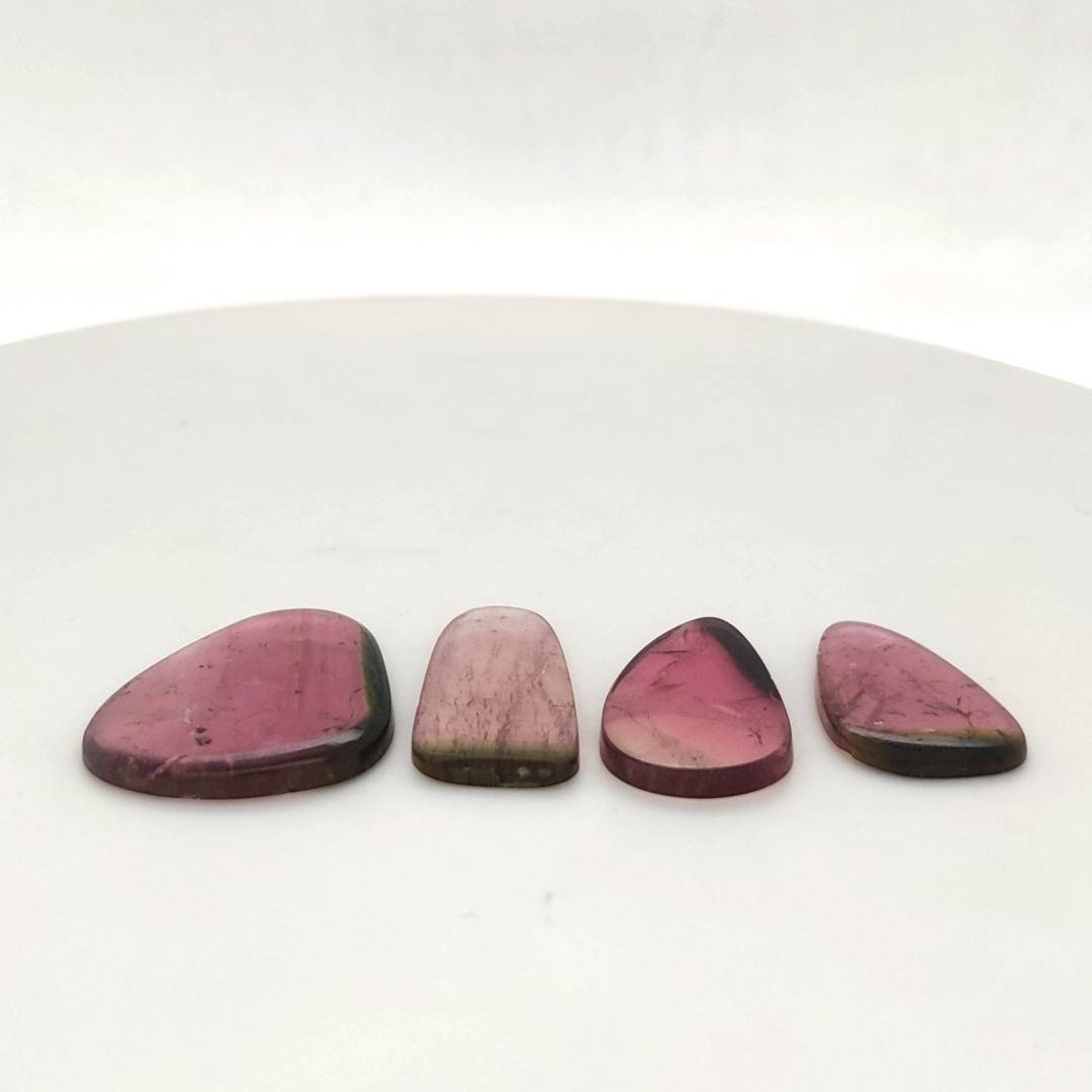 4 Pcs Of Natural Watermelon Tourmaline Slice | Size:18-22mm | With Certificate - The LabradoriteKing