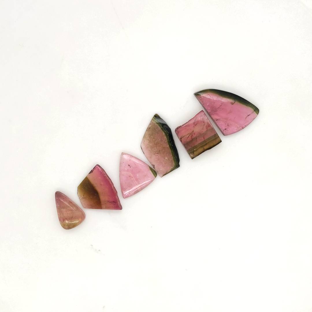 6 Pisc Of Natural Watermelon Tourmaline Slice | Size:12-21mm | With Certificate - The LabradoriteKing