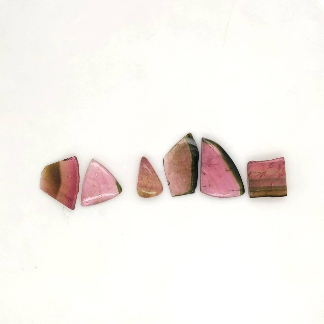 6 Pisc Of Natural Watermelon Tourmaline Slice | Size:12-21mm | With Certificate - The LabradoriteKing