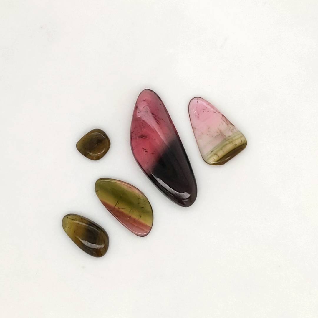 5 Pisc Of Natural Watermelon Tourmaline Slice | Size:7-27mm | With Certificate - The LabradoriteKing