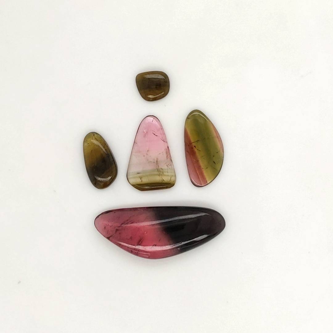 5 Pisc Of Natural Watermelon Tourmaline Slice | Size:7-27mm | With Certificate - The LabradoriteKing