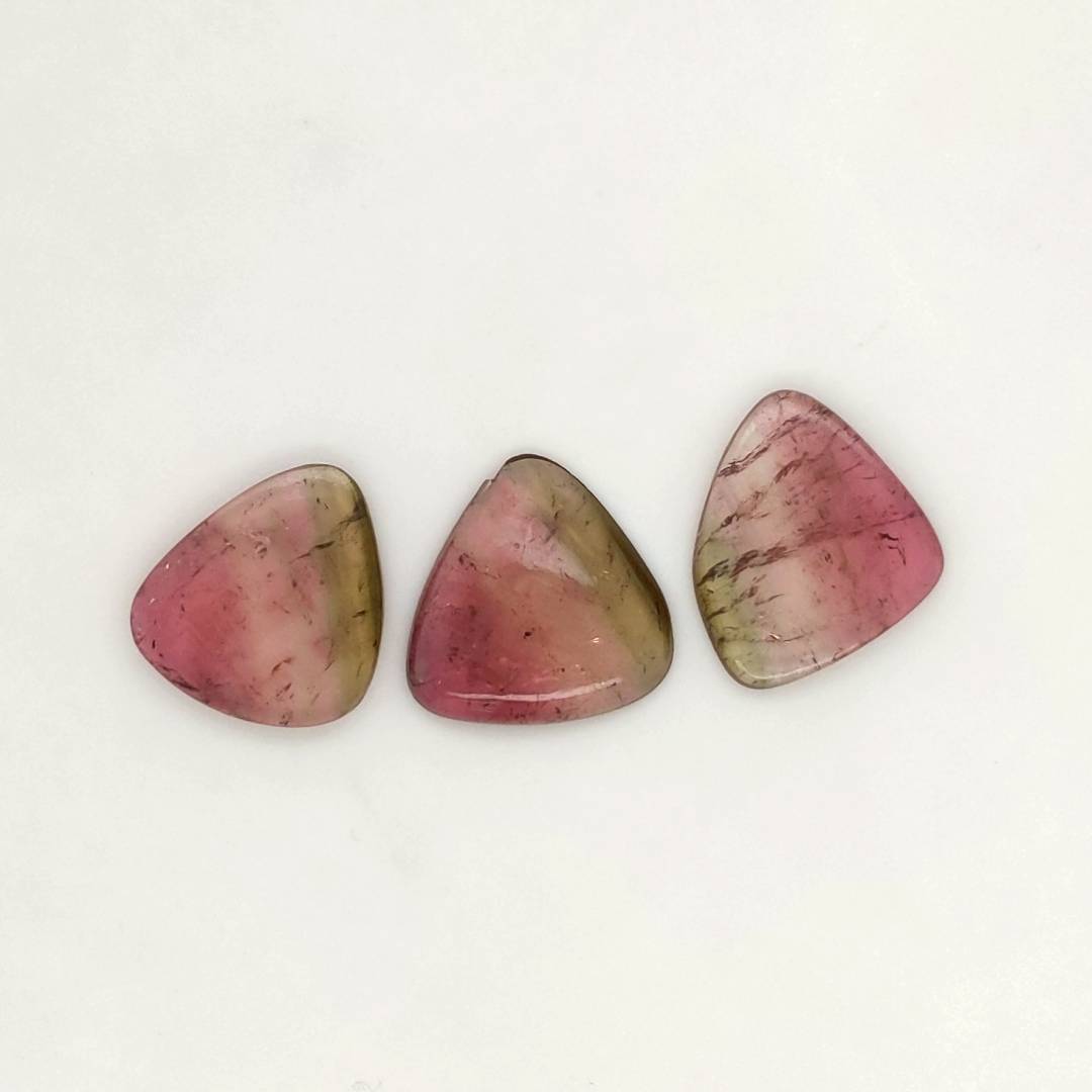 3 Pisc Of Natural Watermelon Tourmaline Slice | Size:17-19mm | With Certificate - The LabradoriteKing