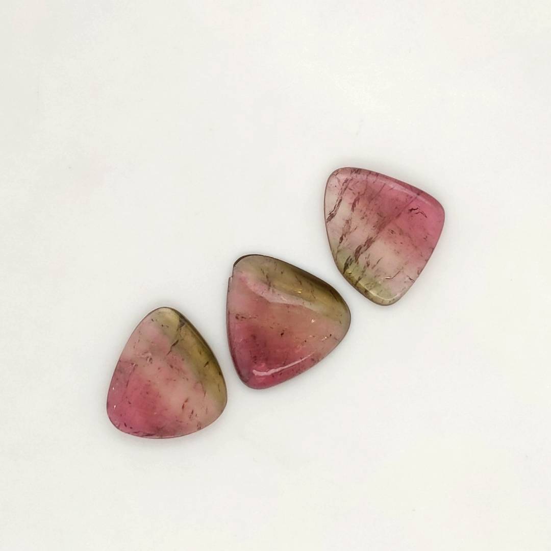 3 Pisc Of Natural Watermelon Tourmaline Slice | Size:17-19mm | With Certificate - The LabradoriteKing