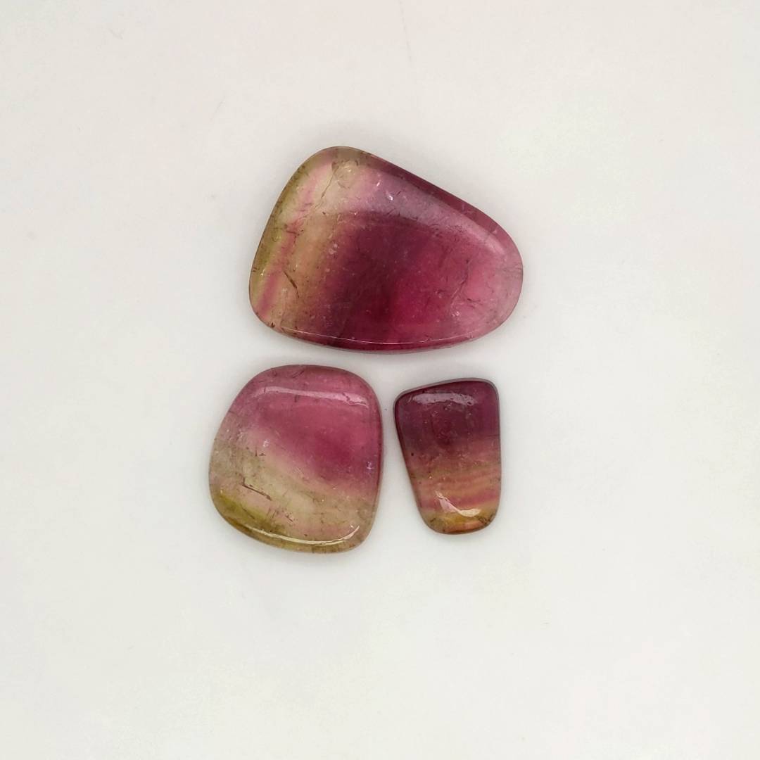 3 Pics Of Natural Watermelon Tourmaline Slice | Size:18-30mm | With Certificate - The LabradoriteKing