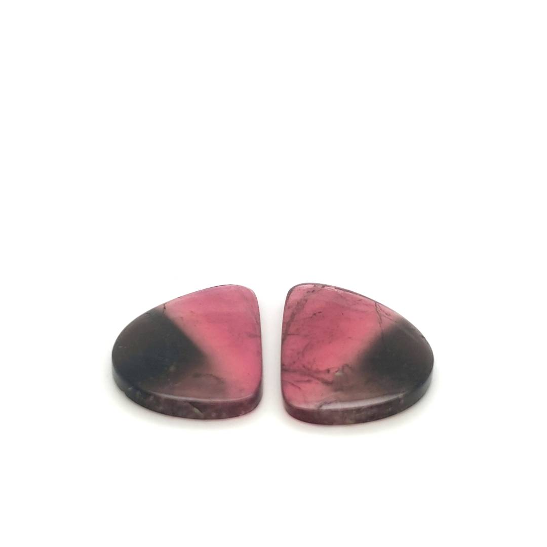 1 Pair Of Natural Watermelon Tourmaline Slice | Size:32x20mm | With Certificate - The LabradoriteKing