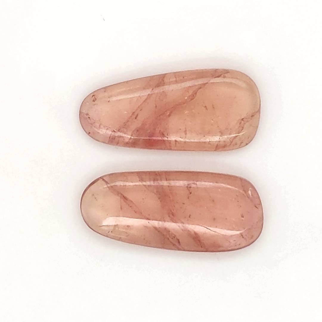 1 Pair Of Natural Watermelon Tourmaline Slice | Size:21x10mm | With Certificate - The LabradoriteKing